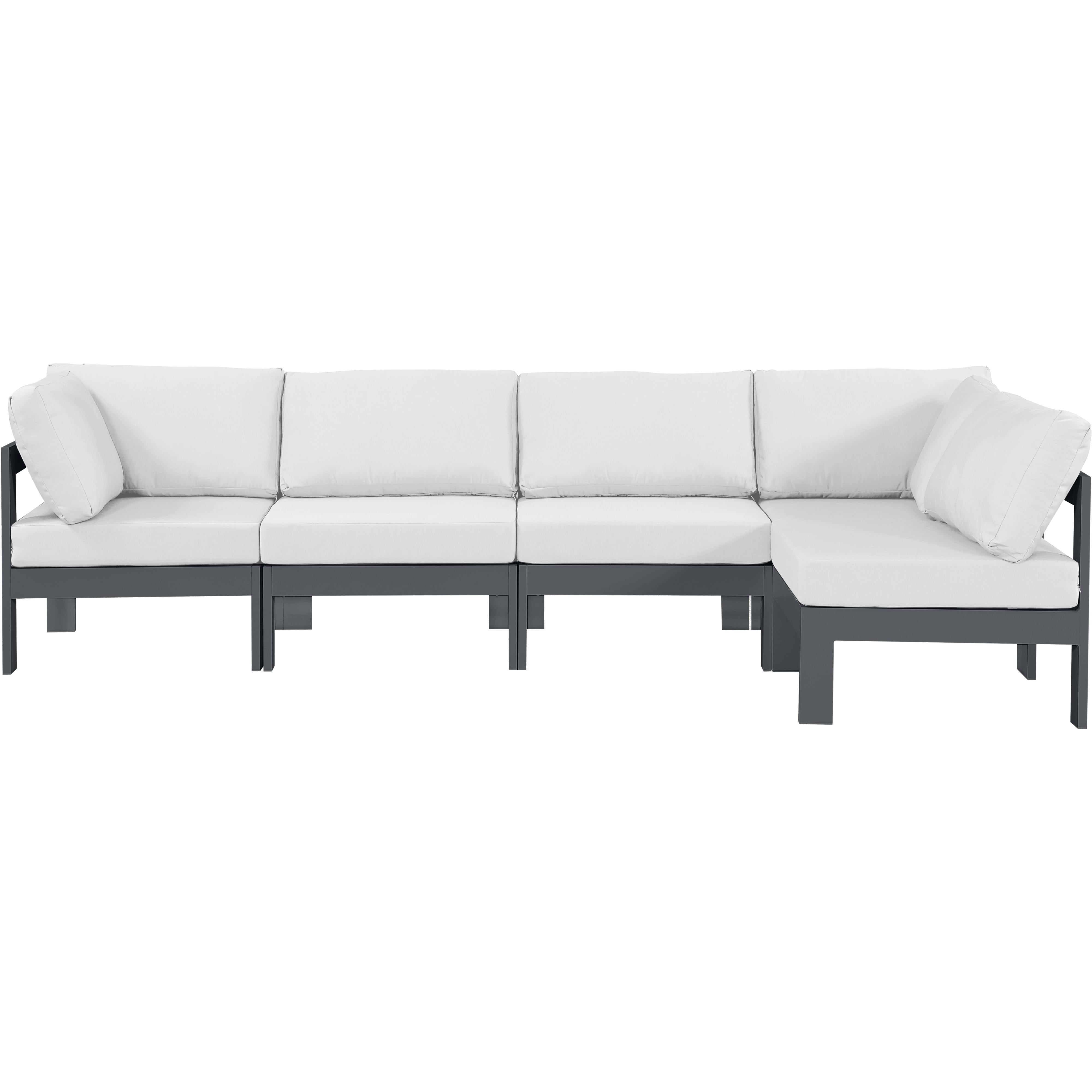 Meridian Nizuc White Water Resistant Fabric Outdoor Patio Modular Sectional