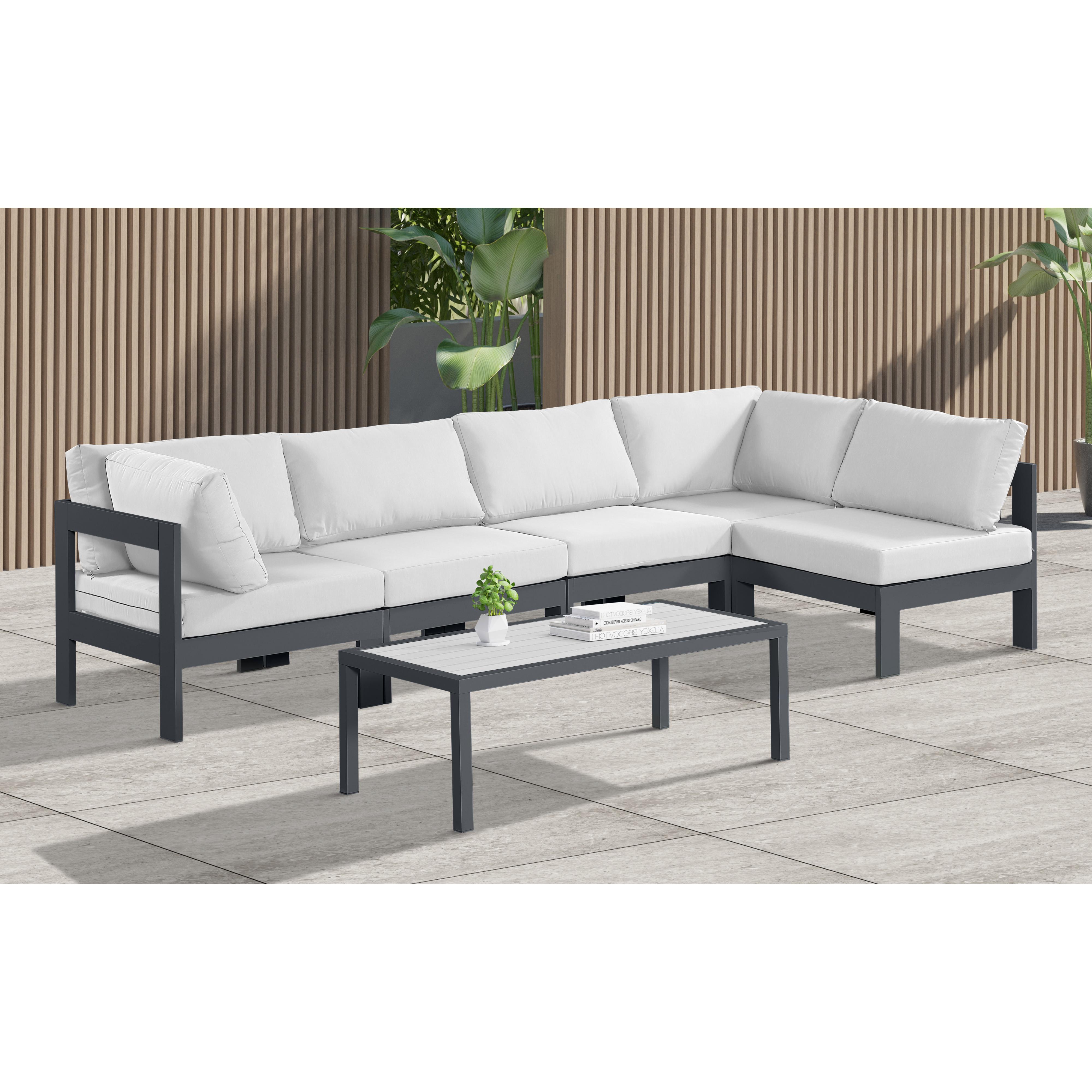 Meridian Nizuc White Water Resistant Fabric Outdoor Patio Modular Sectional