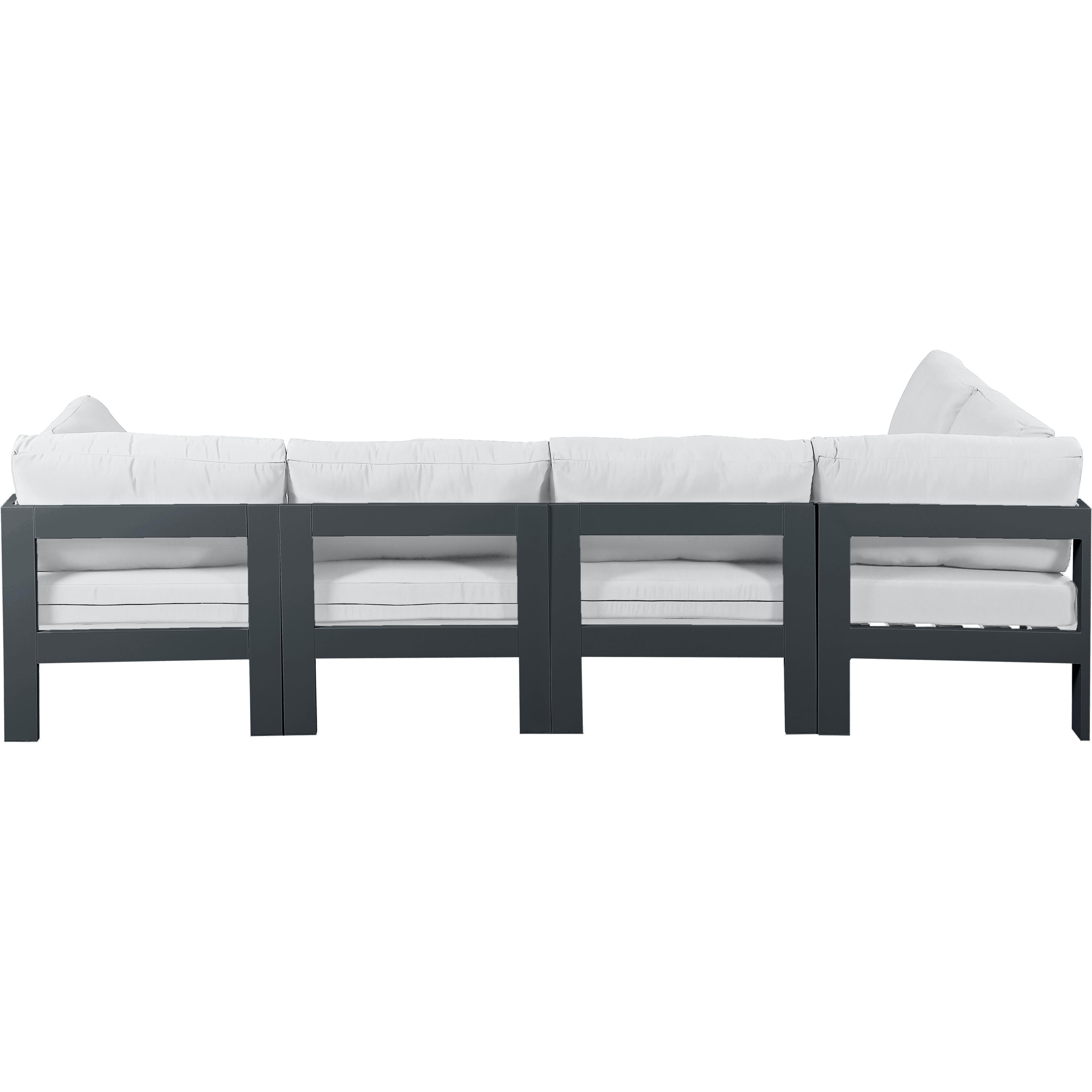 Meridian Nizuc White Water Resistant Fabric Outdoor Patio Modular Sectional