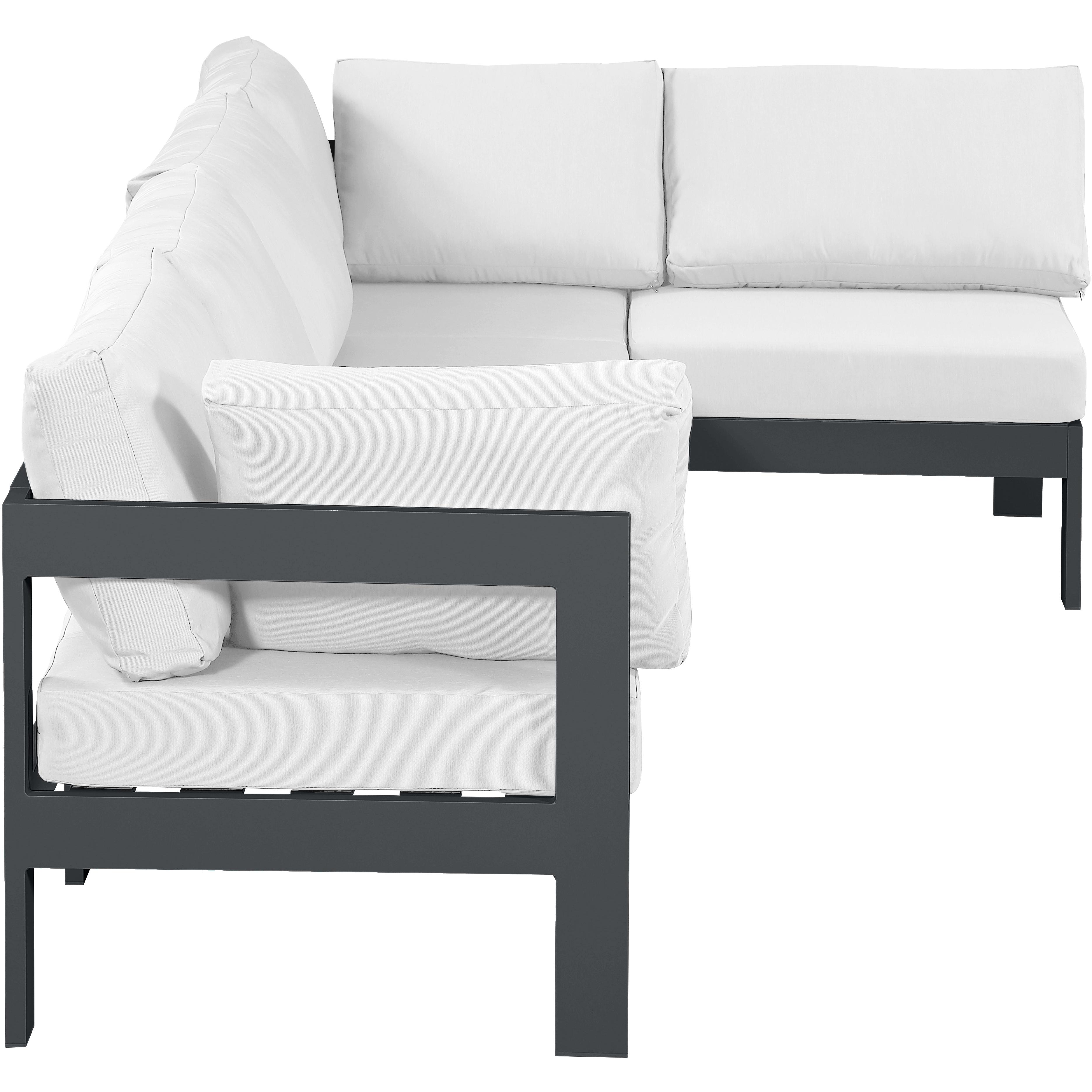 Meridian Nizuc White Water Resistant Fabric Outdoor Patio Modular Sectional
