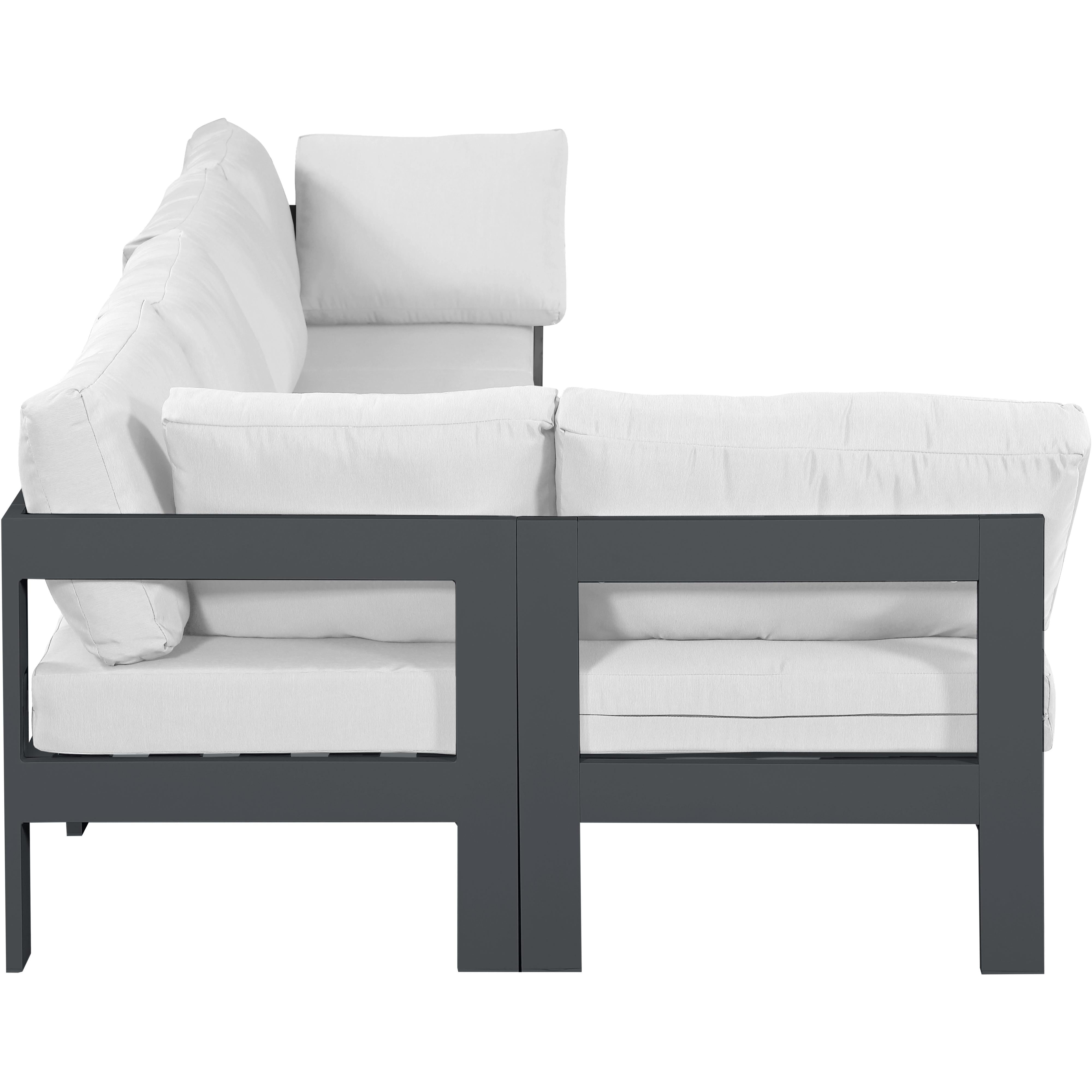 Meridian Nizuc White Water Resistant Fabric Outdoor Patio Modular Sectional