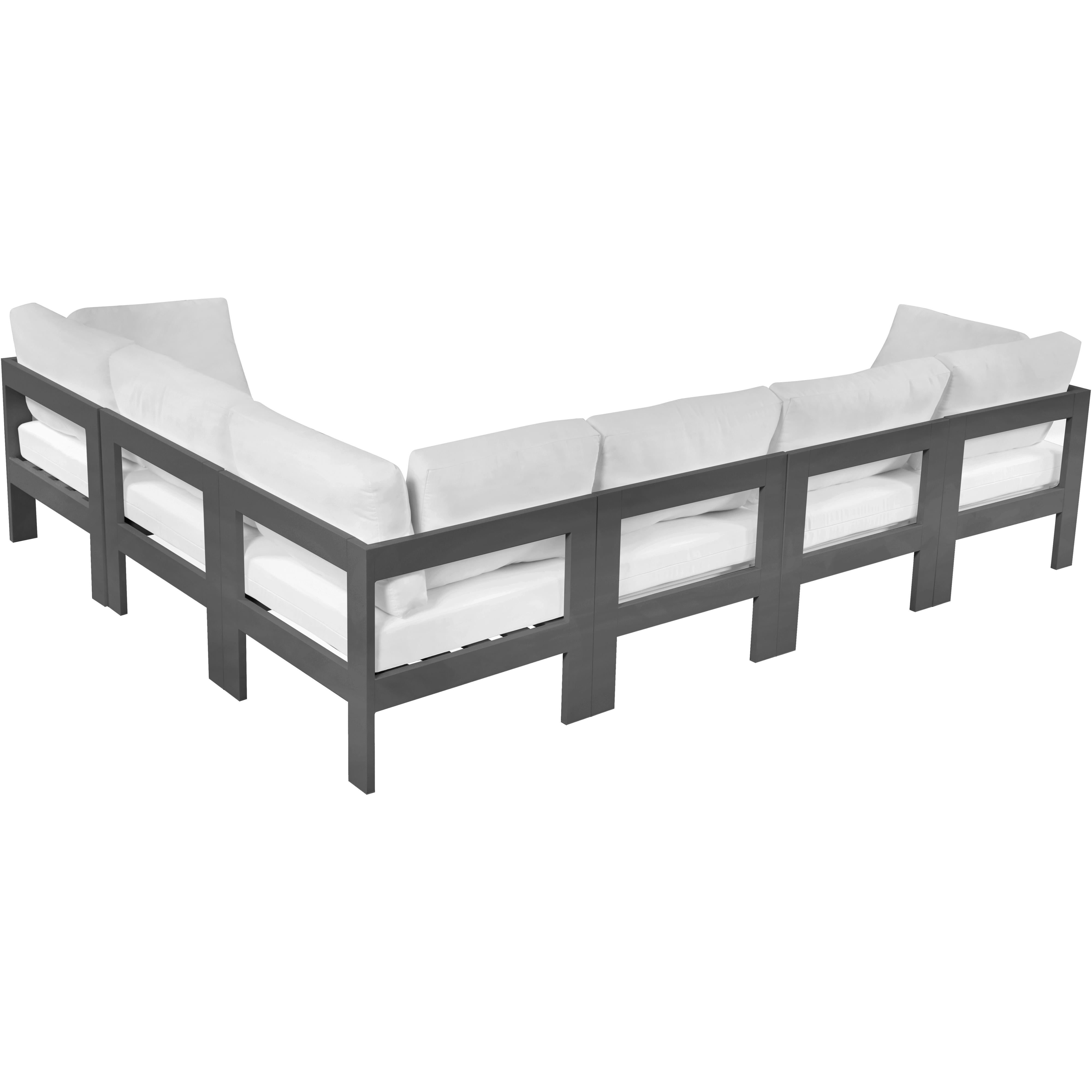 Meridian Nizuc White Water Resistant Fabric Outdoor Patio Modular Sectional