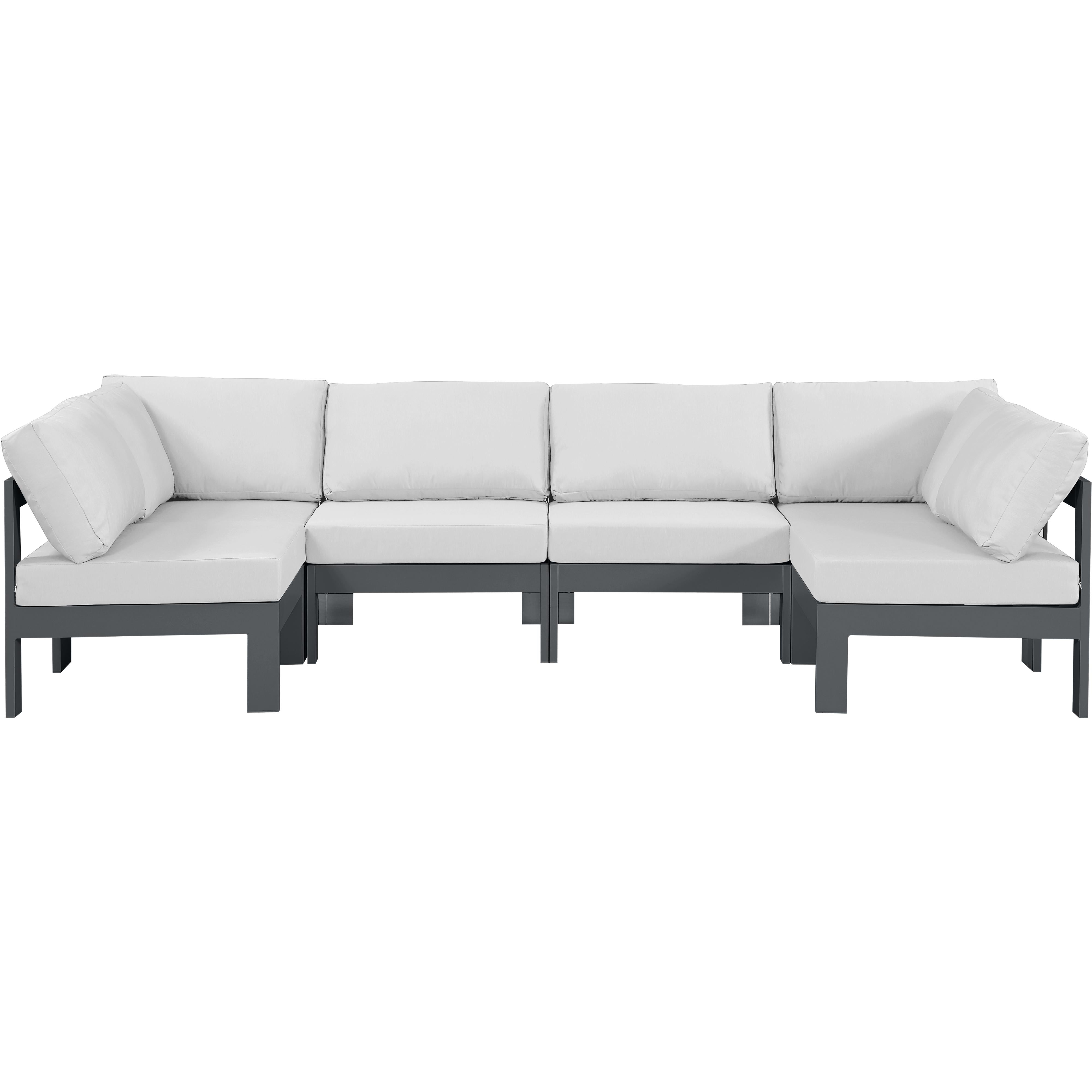 Meridian Nizuc White Water Resistant Fabric Outdoor Patio Modular Sectional