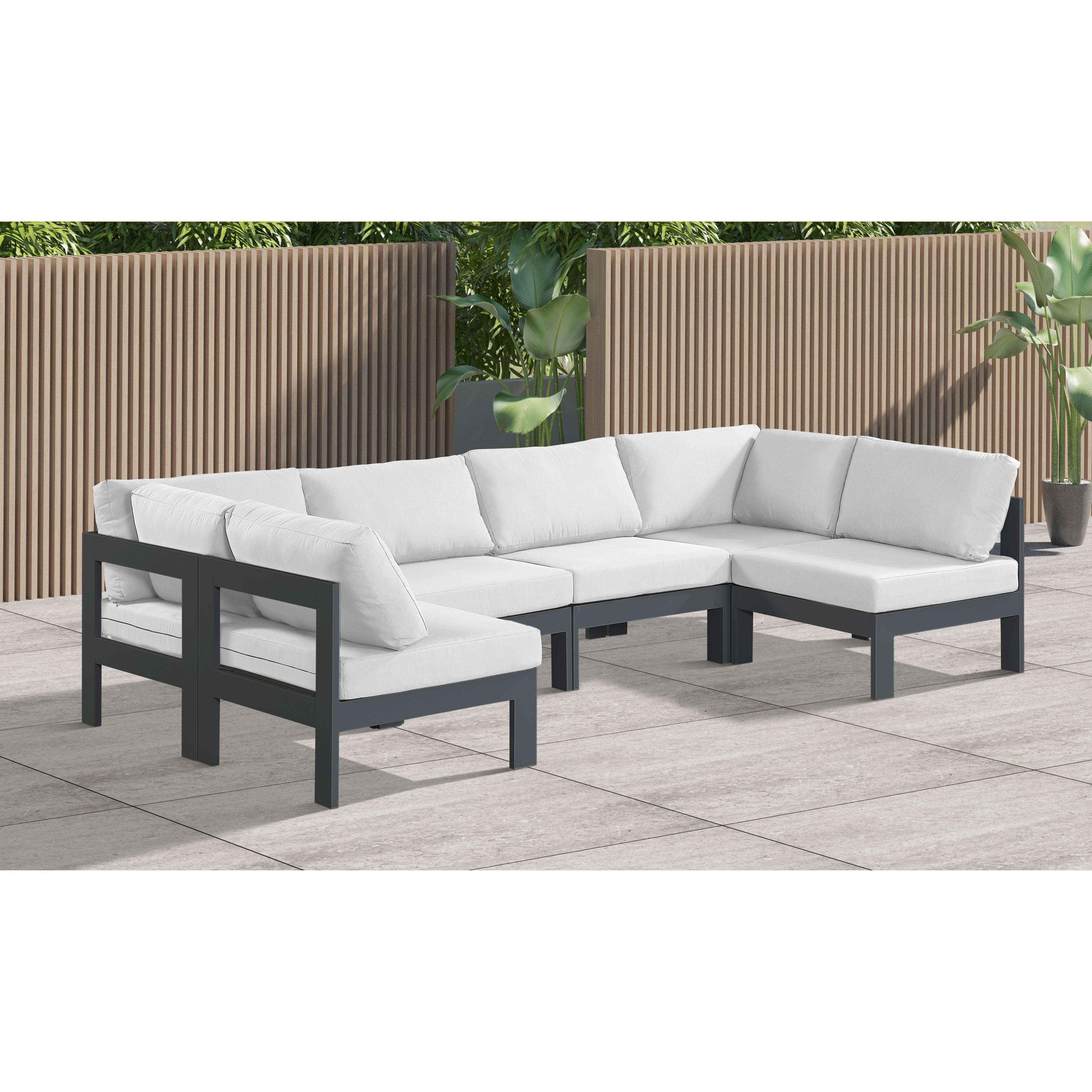 Meridian Nizuc White Water Resistant Fabric Outdoor Patio Modular Sectional
