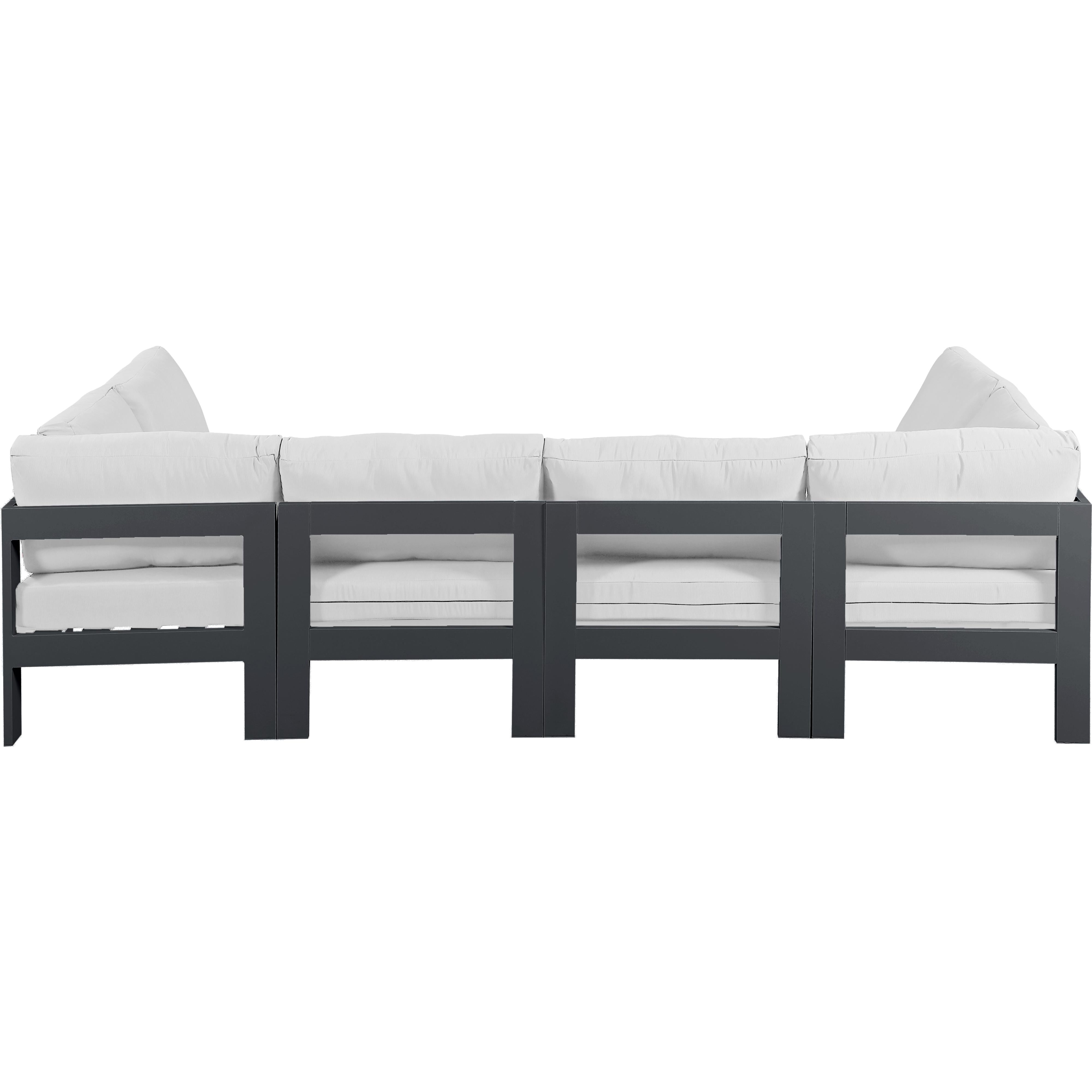 Meridian Nizuc White Water Resistant Fabric Outdoor Patio Modular Sectional