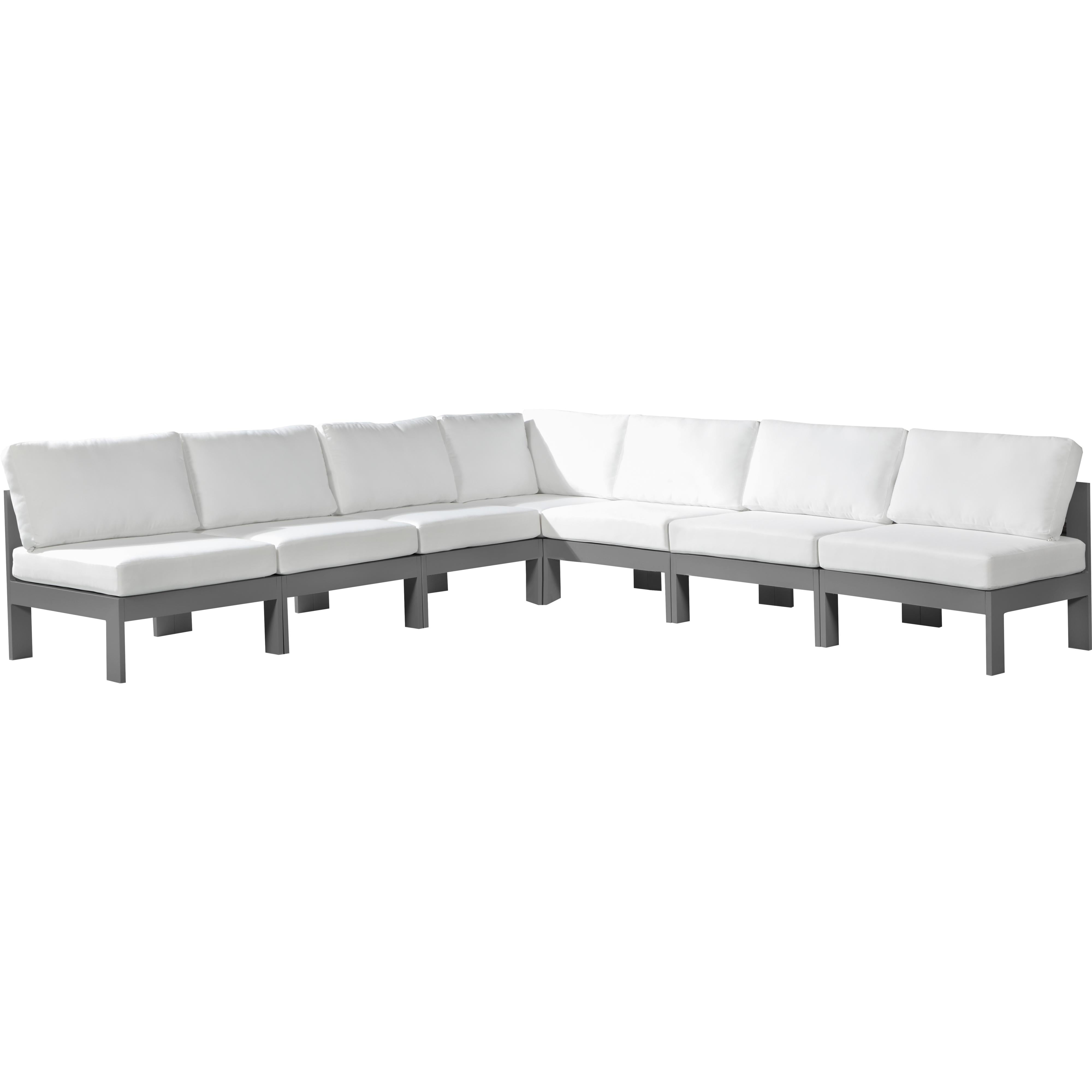 Meridian Nizuc White Water Resistant Fabric Outdoor Patio Modular Sectional