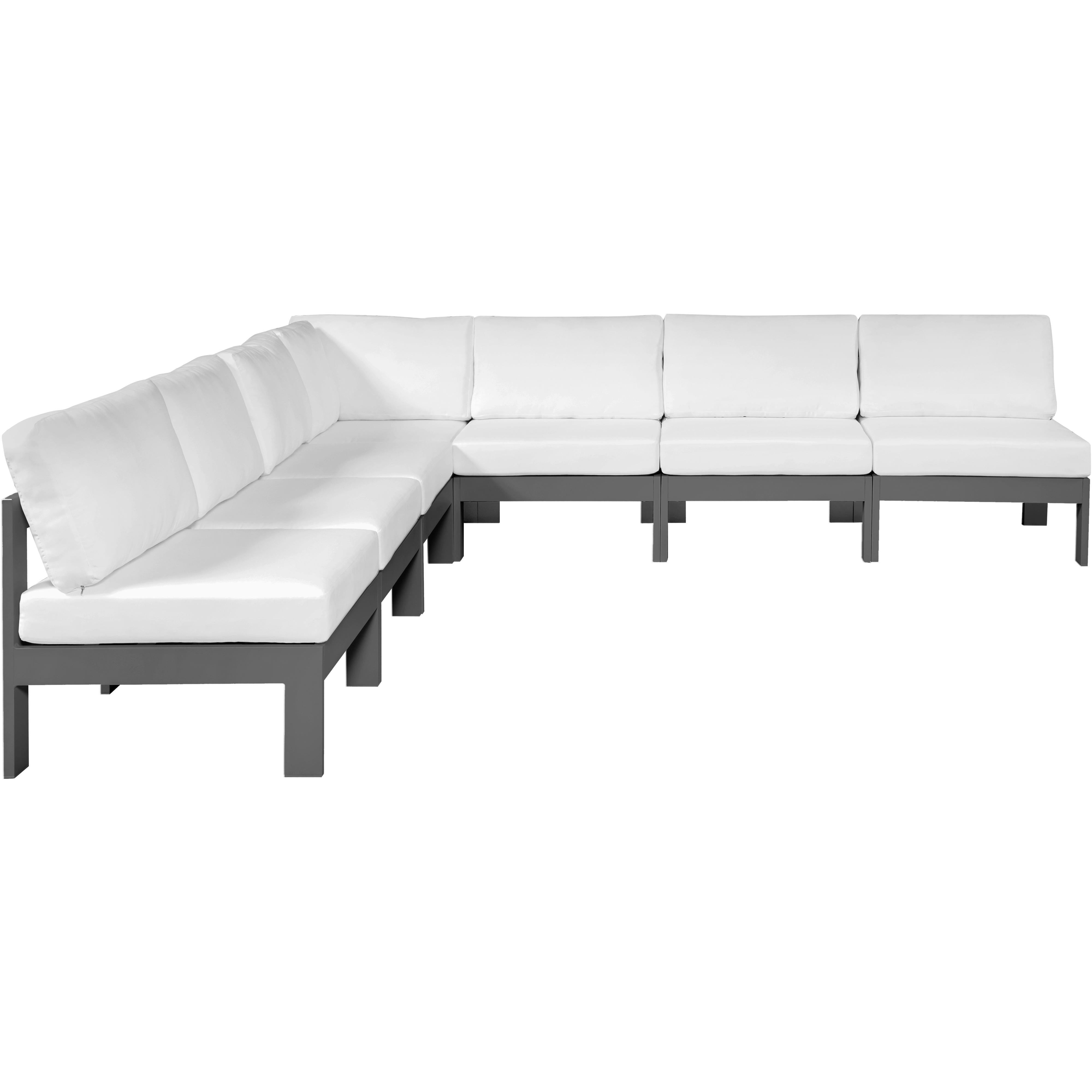 Meridian Nizuc White Water Resistant Fabric Outdoor Patio Modular Sectional