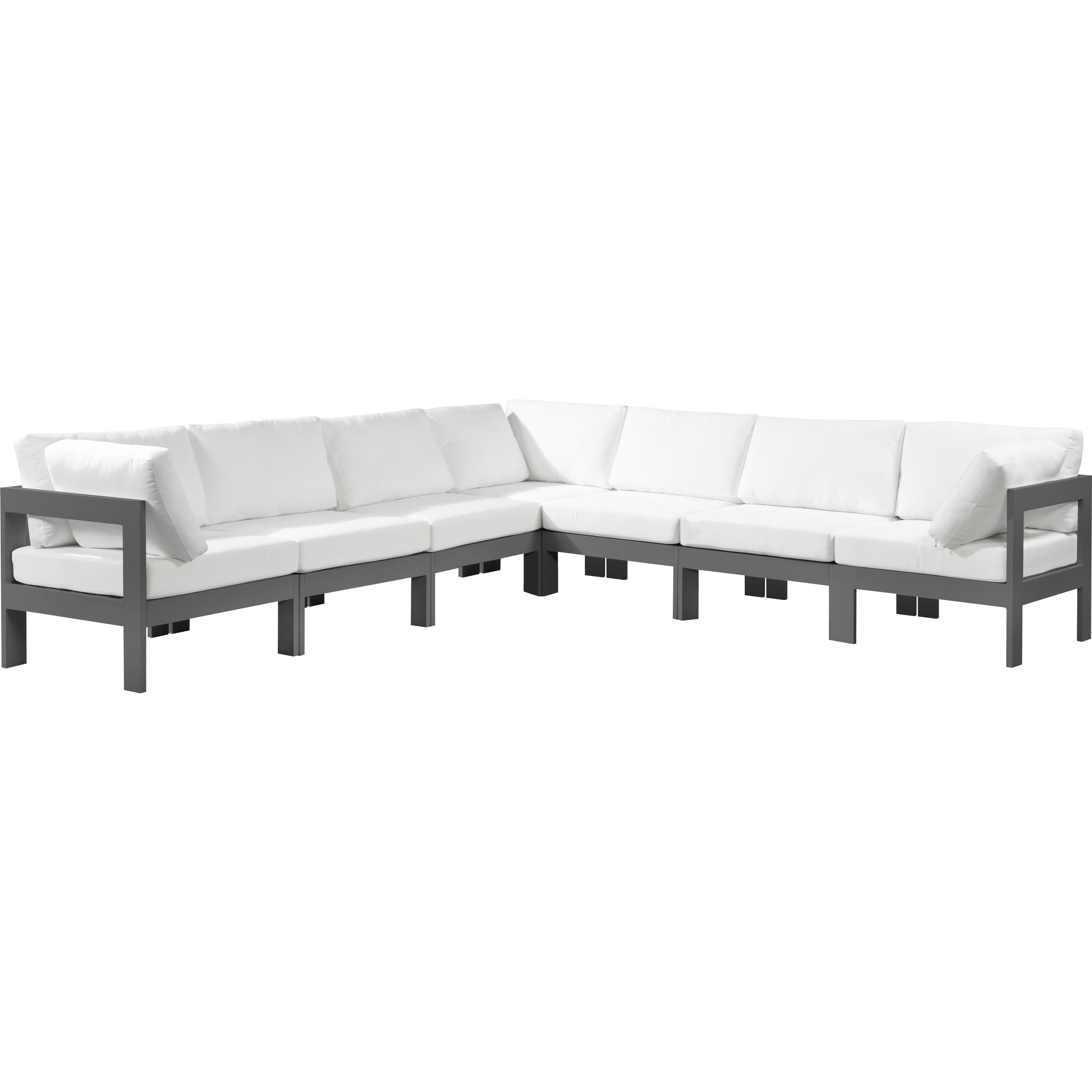 Meridian Nizuc White Water Resistant Fabric Outdoor Patio Modular Sectional