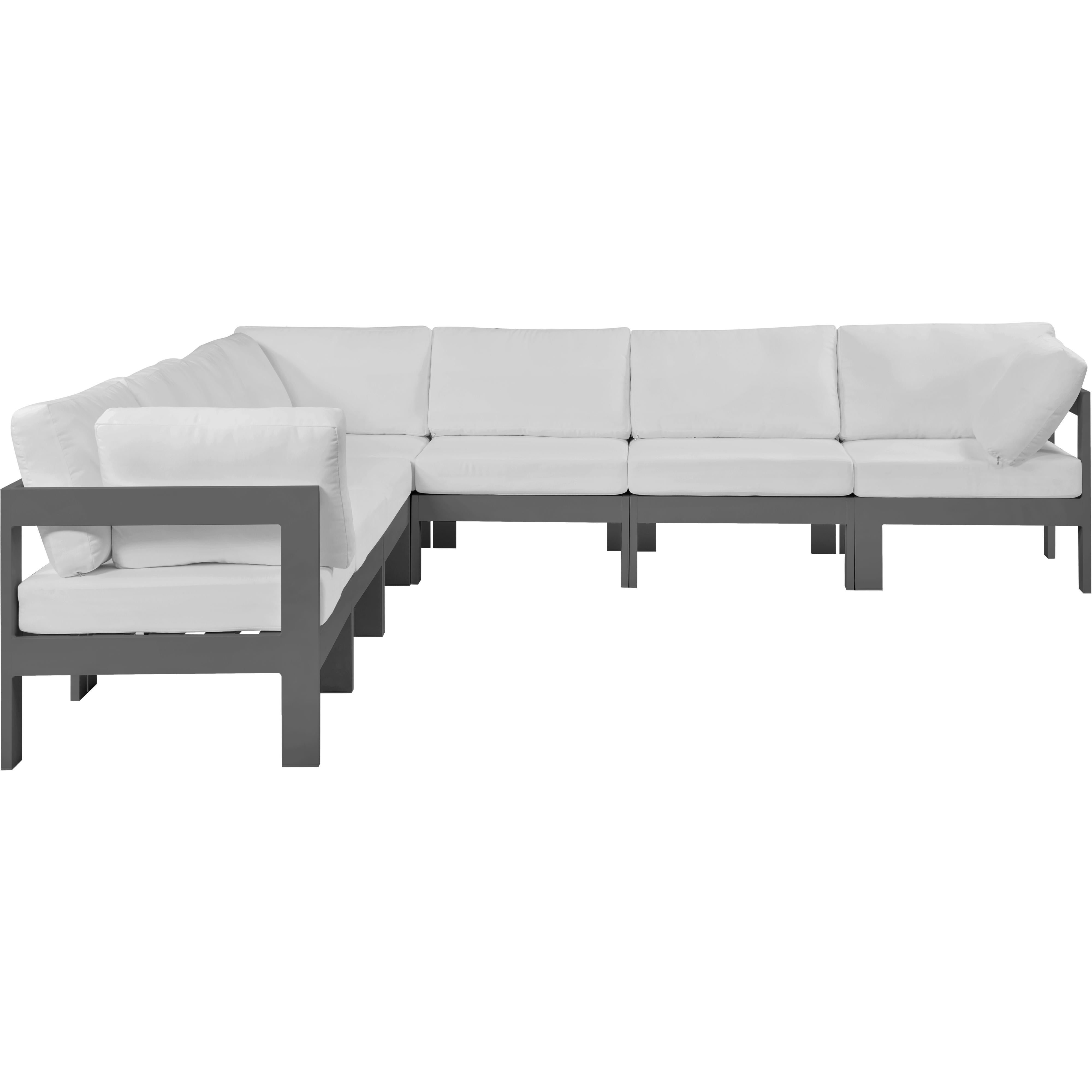 Meridian Nizuc White Water Resistant Fabric Outdoor Patio Modular Sectional