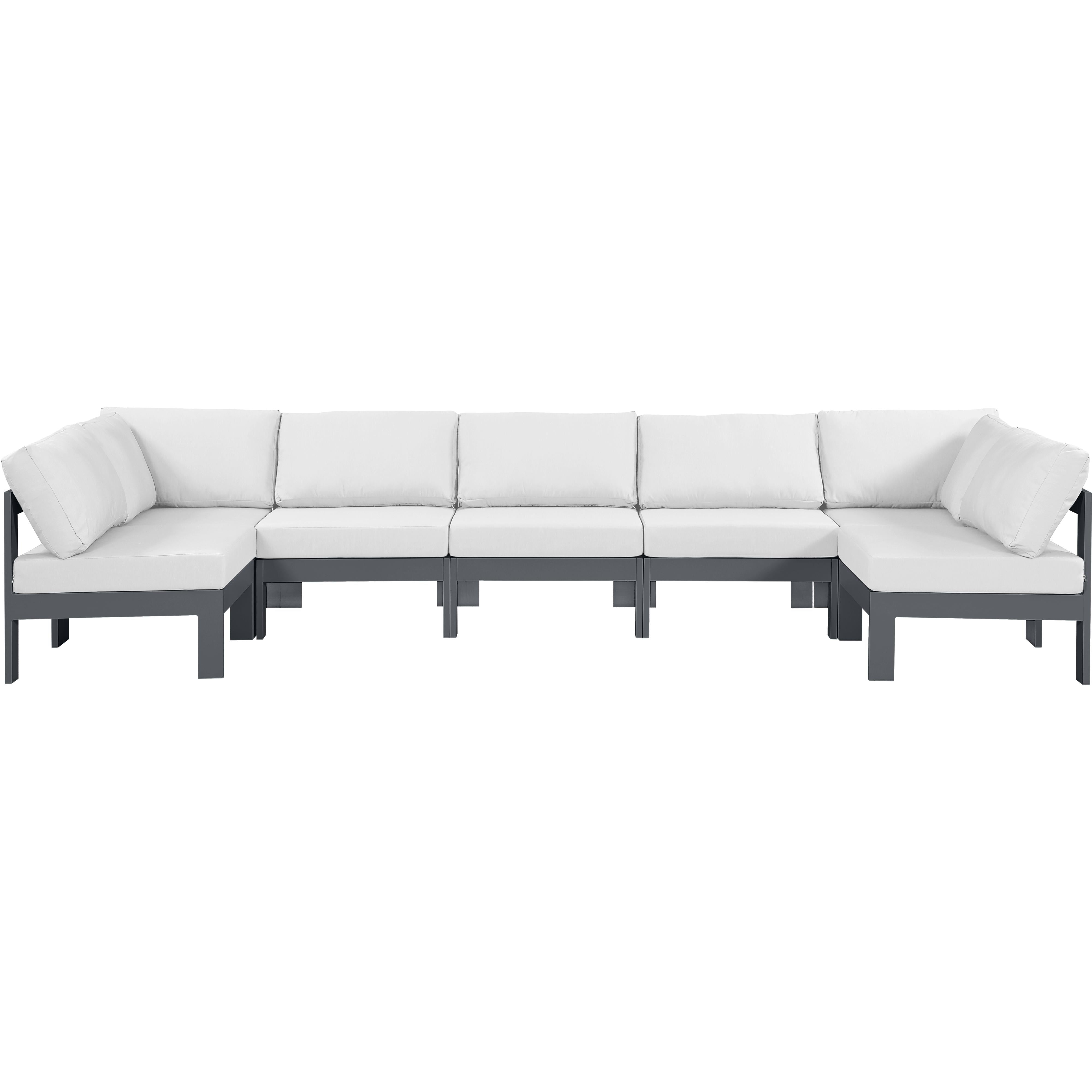 Meridian Nizuc White Water Resistant Fabric Outdoor Patio Modular Sectional
