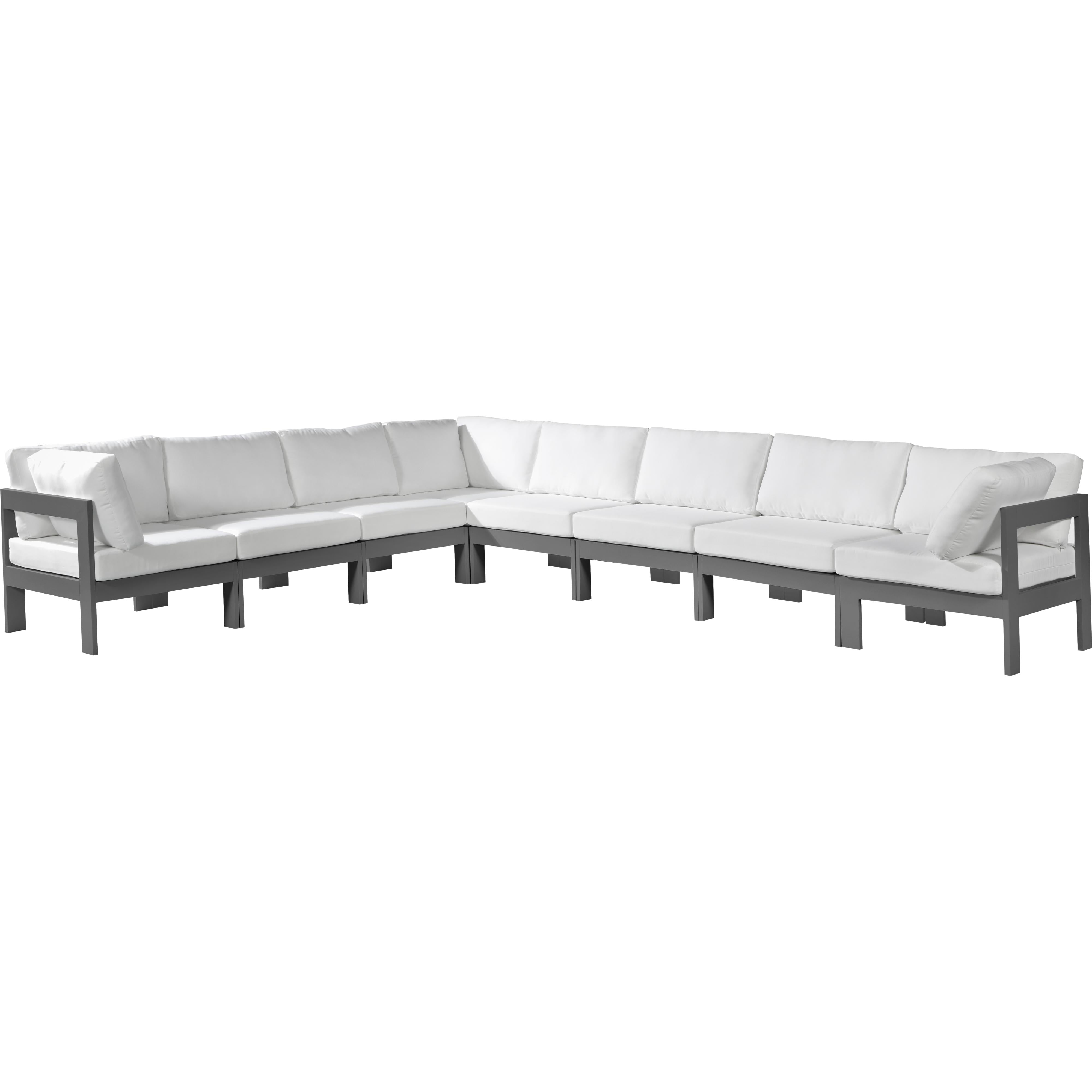 Meridian Nizuc White Water Resistant Fabric Outdoor Patio Modular Sectional