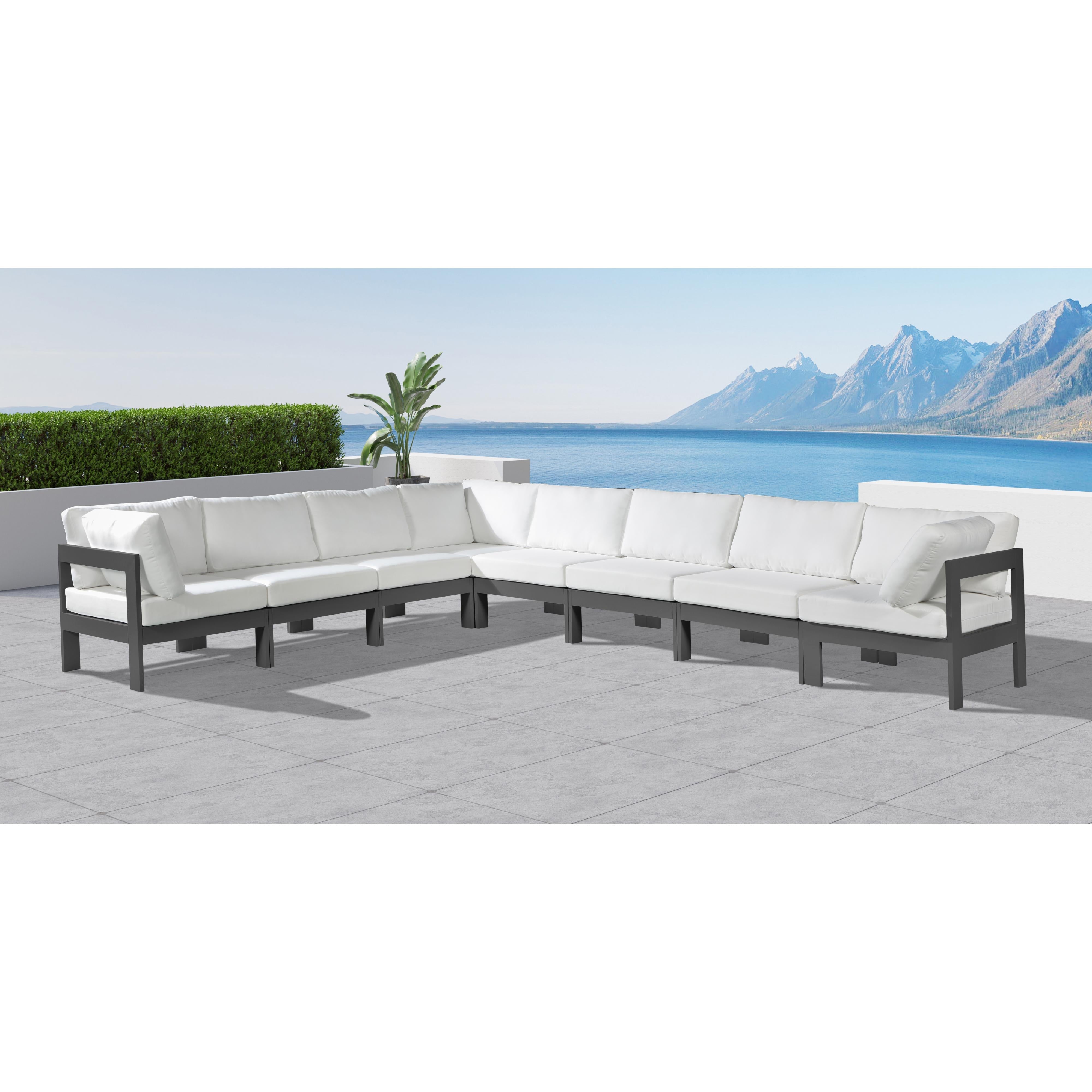 Meridian Nizuc White Water Resistant Fabric Outdoor Patio Modular Sectional
