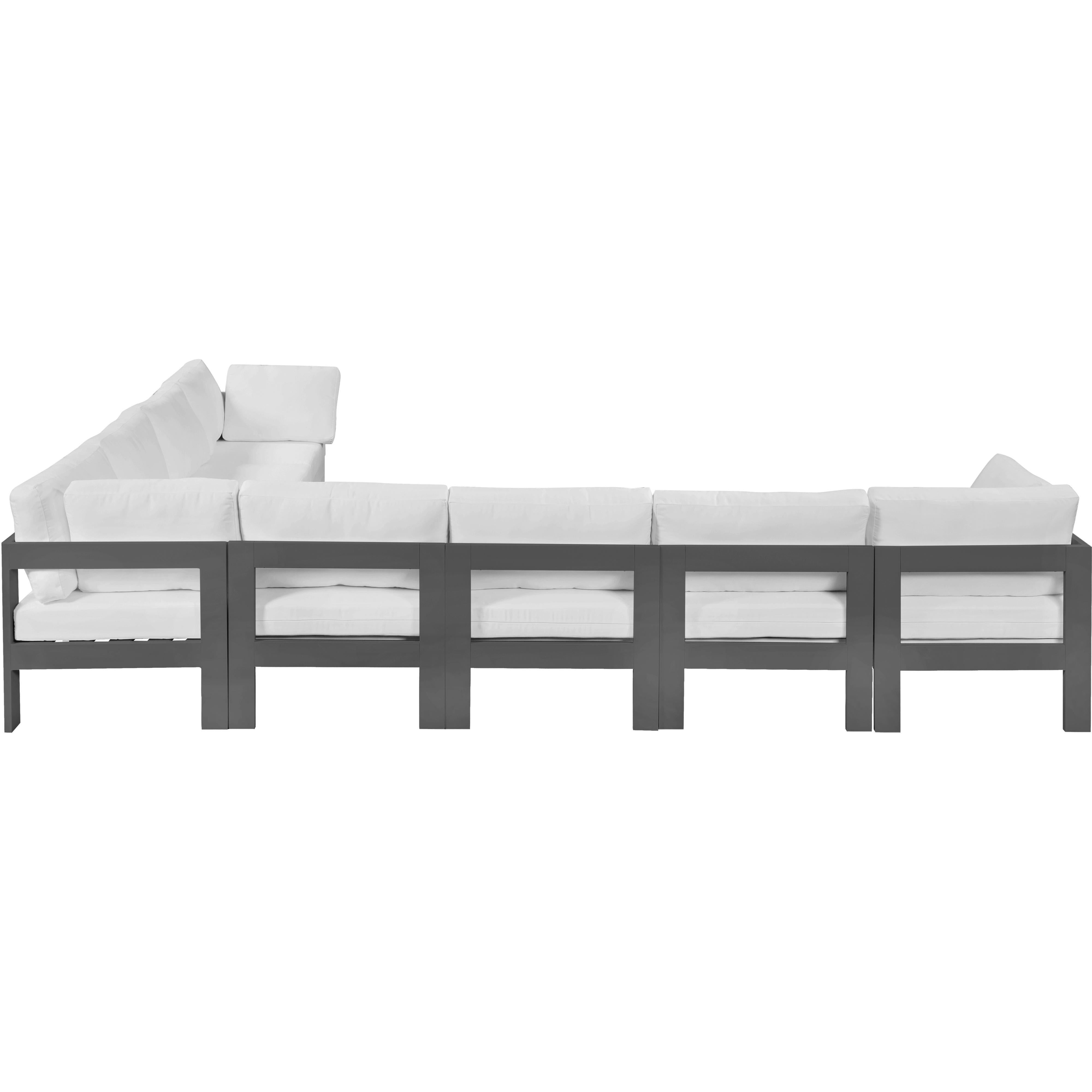 Meridian Nizuc White Water Resistant Fabric Outdoor Patio Modular Sectional
