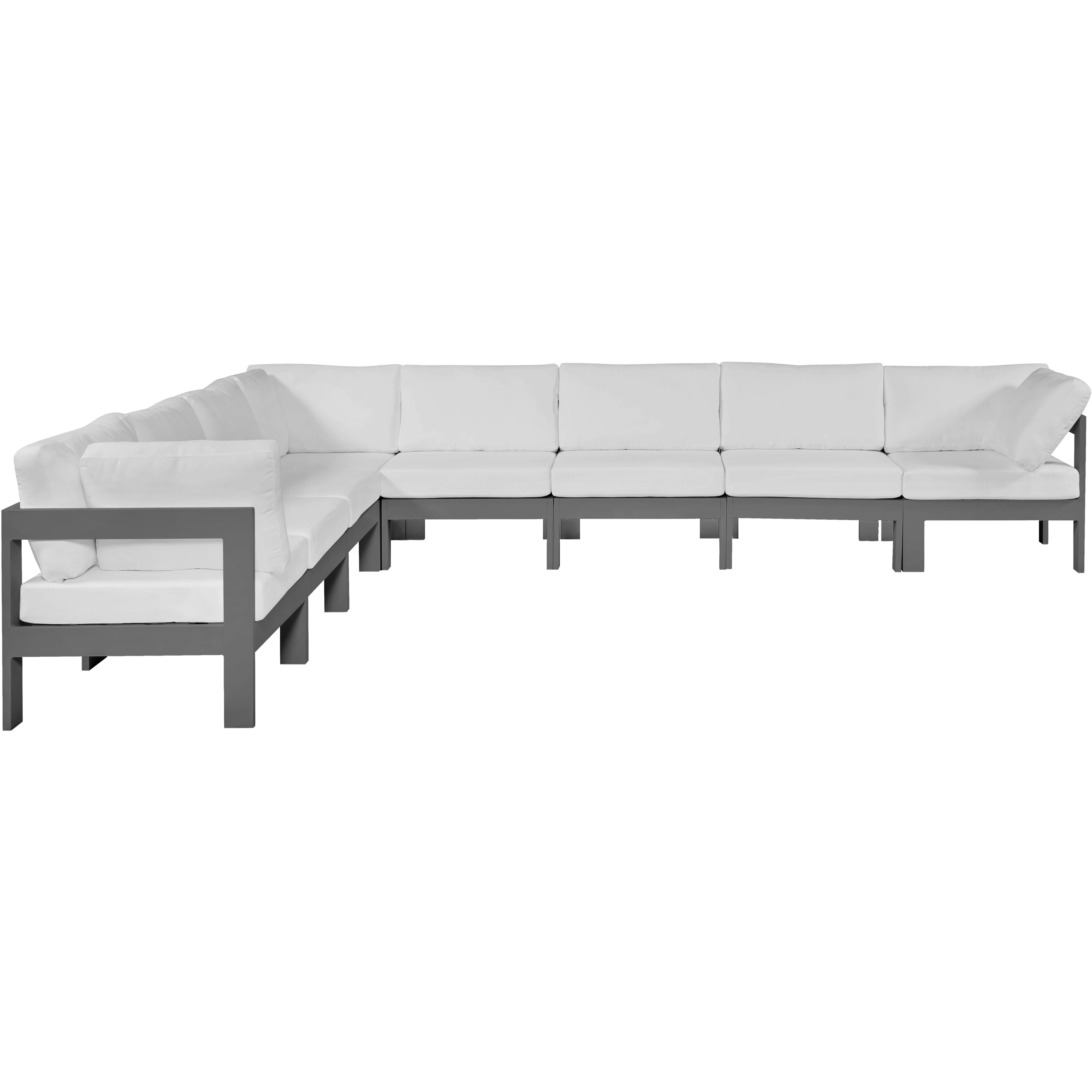 Meridian Nizuc White Water Resistant Fabric Outdoor Patio Modular Sectional