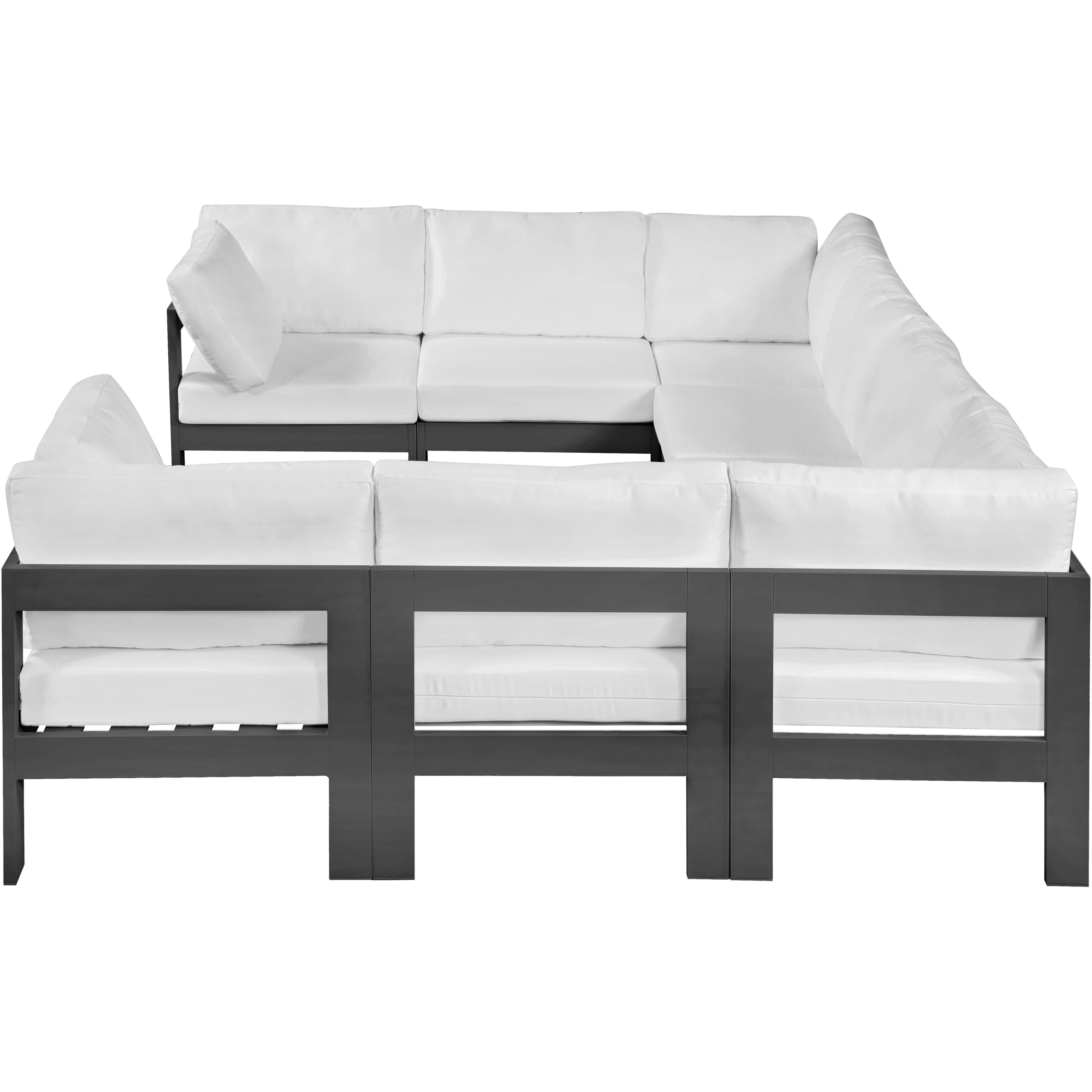 Meridian Nizuc White Water Resistant Fabric Outdoor Patio Modular Sectional