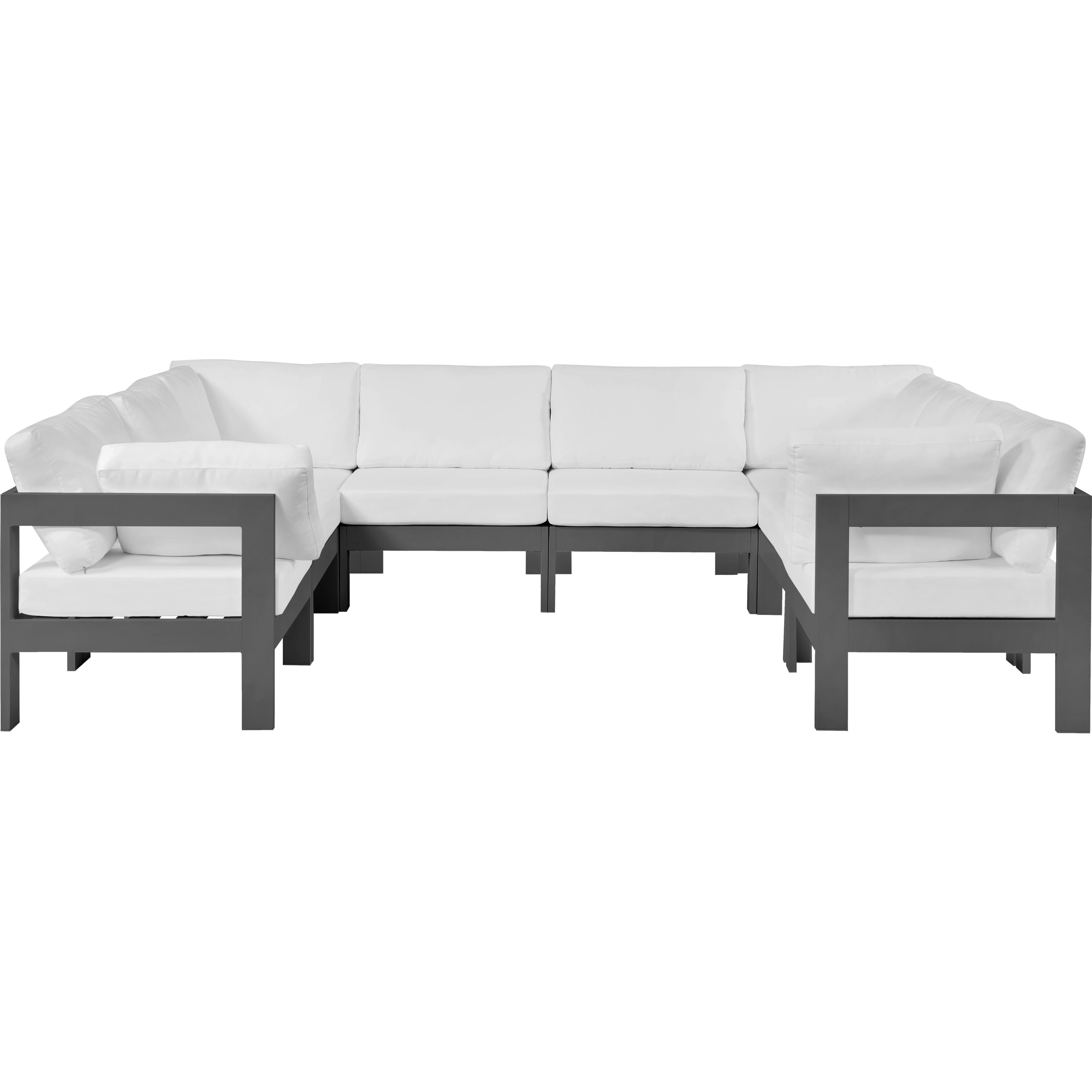 Meridian Nizuc White Water Resistant Fabric Outdoor Patio Modular Sectional