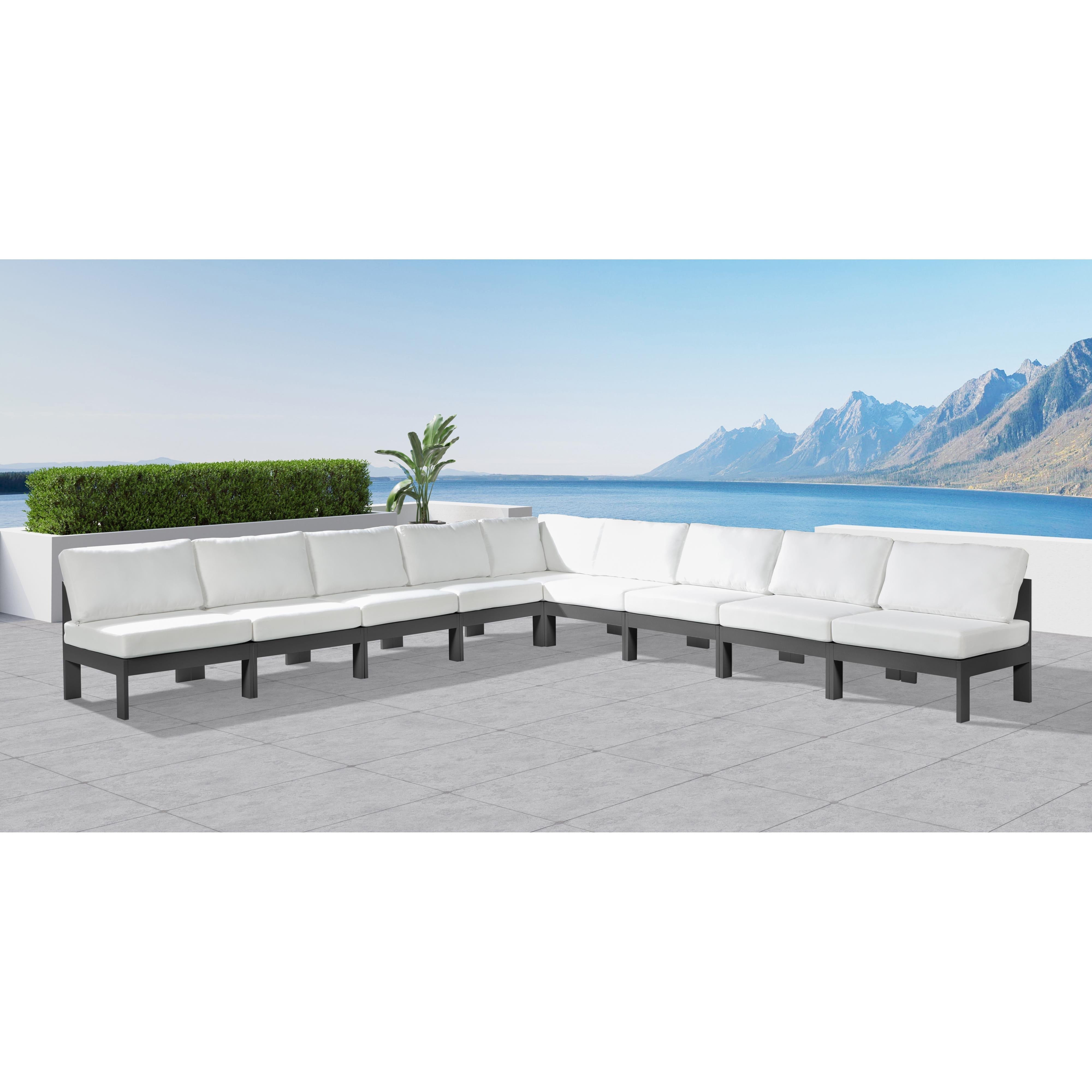 Meridian Nizuc White Water Resistant Fabric Outdoor Patio Modular Sectional