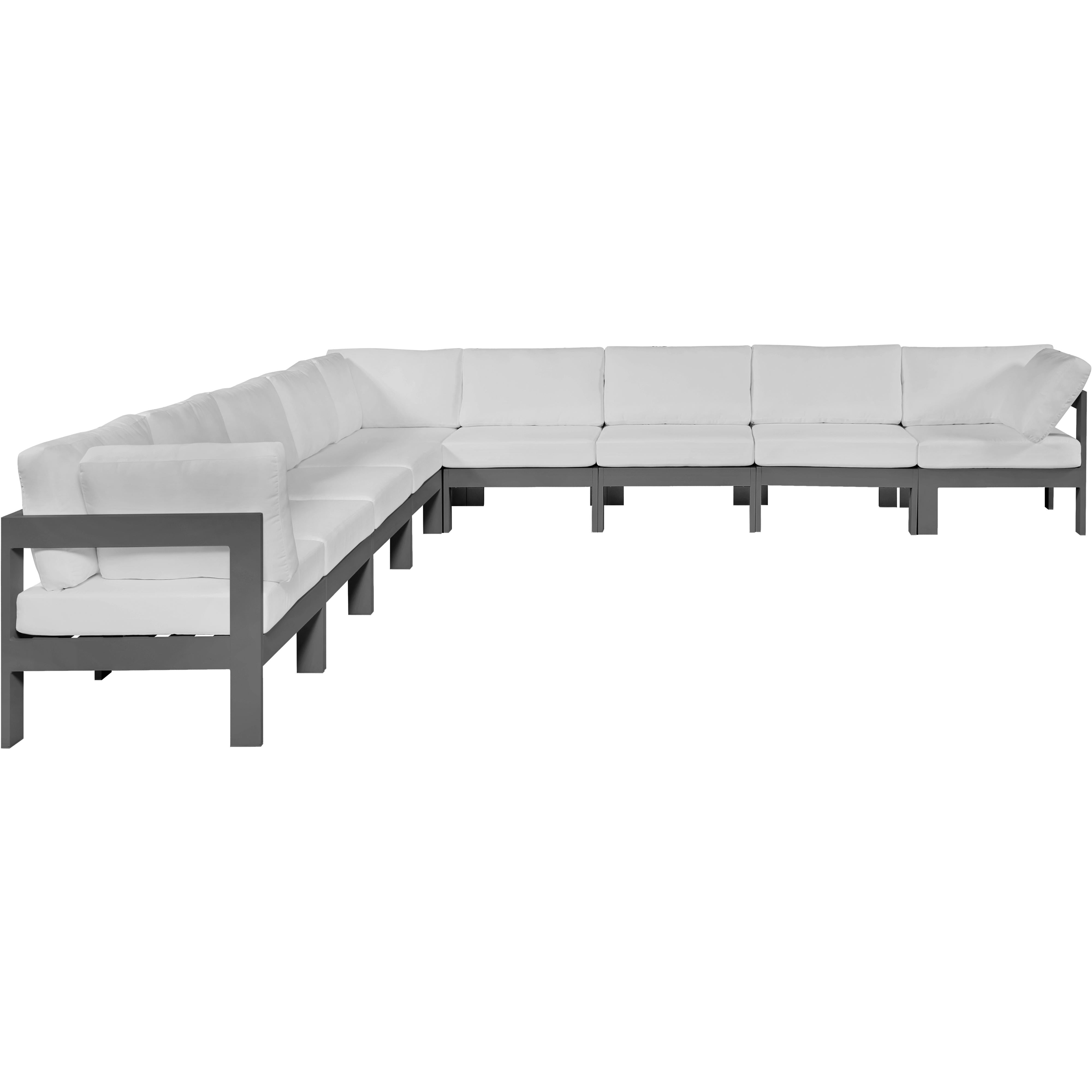 Meridian Nizuc White Water Resistant Fabric Outdoor Patio Modular Sectional