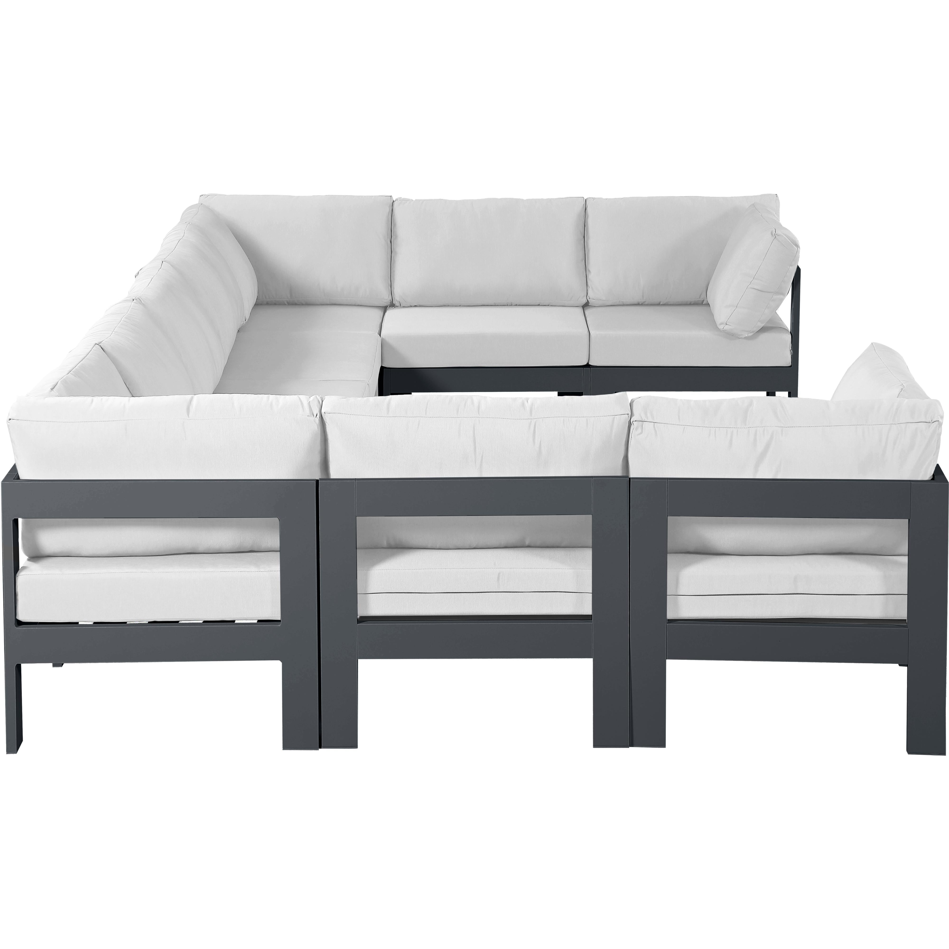 Meridian Nizuc White Water Resistant Fabric Outdoor Patio Modular Sectional