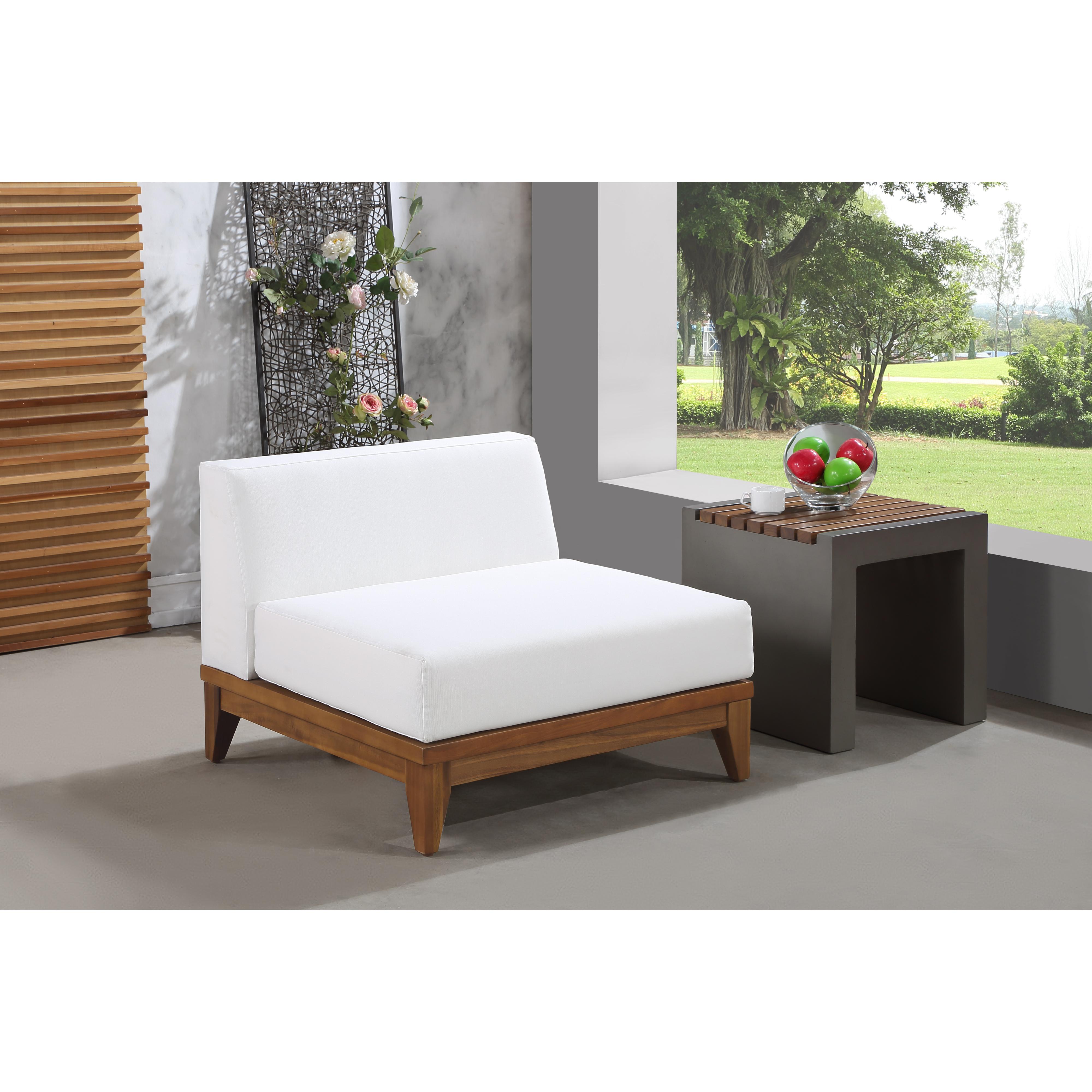 Meridian Rio Off White Water Resistant Fabric Outdoor Patio Modular Armless Chair