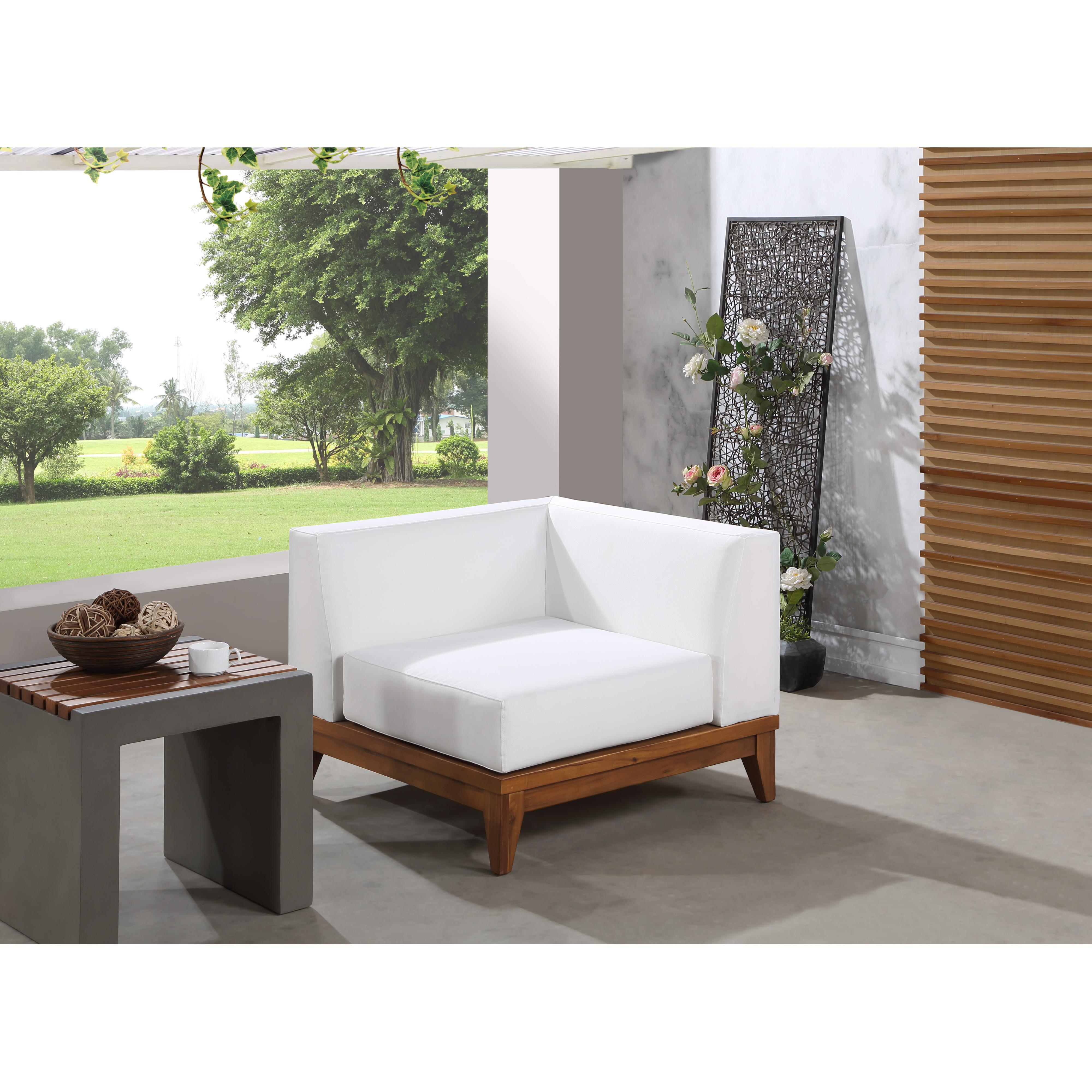 Meridian Rio Off White Water Resistant Fabric Outdoor Patio Modular Corner Chair