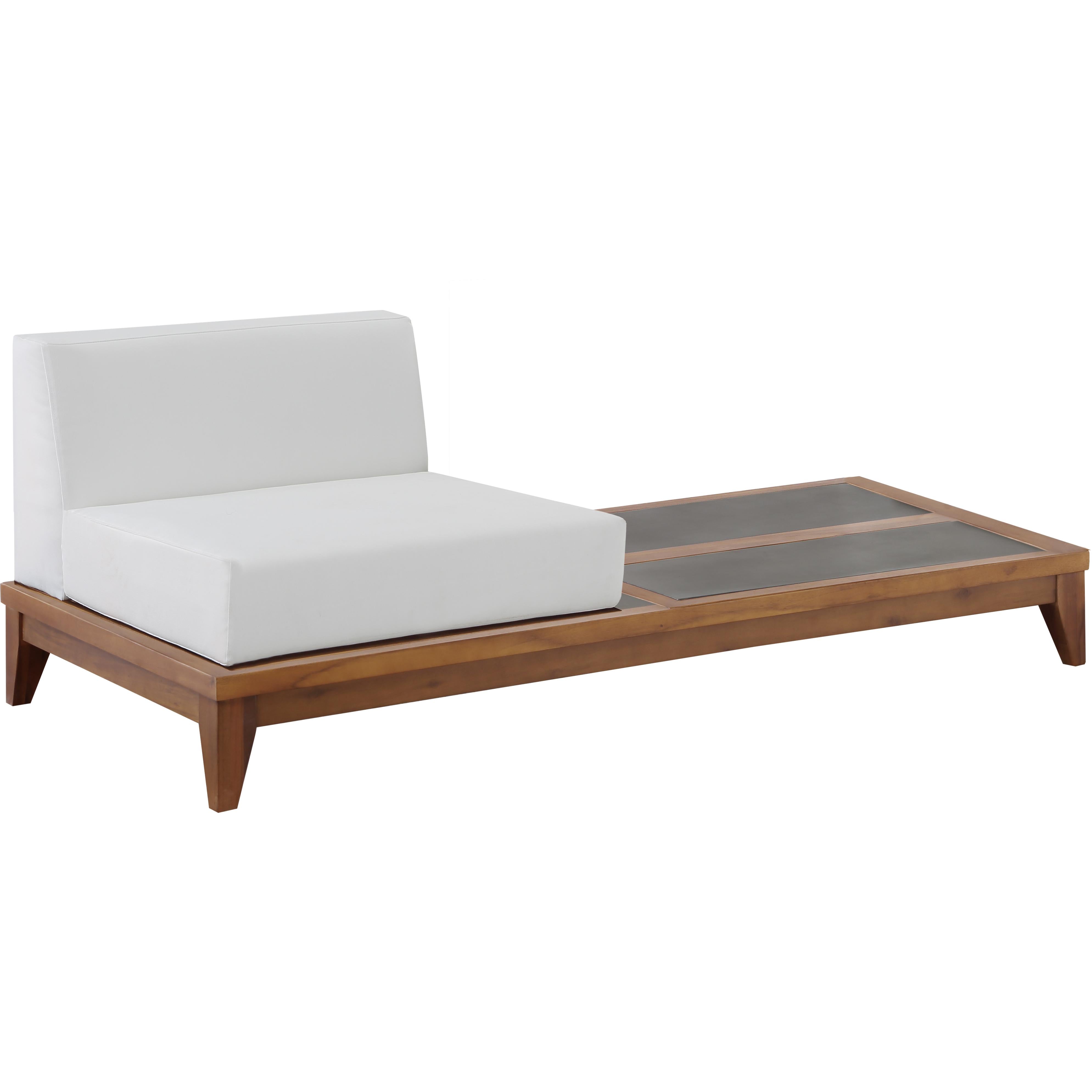 Meridian Rio Off White Water Resistant Fabric Outdoor Patio Modular Chair w/ Integrated Table