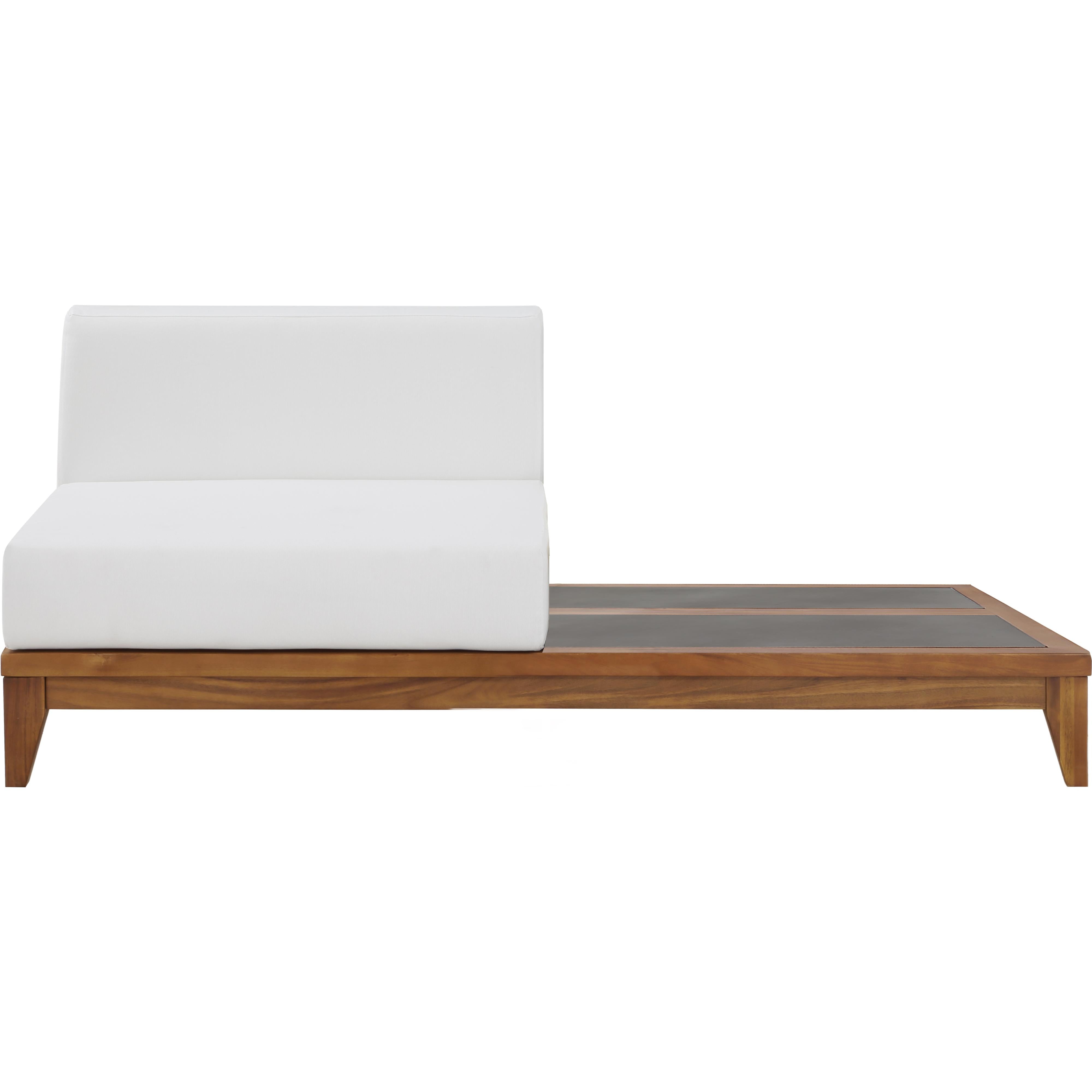 Meridian Rio Off White Water Resistant Fabric Outdoor Patio Modular Chair w/ Integrated Table