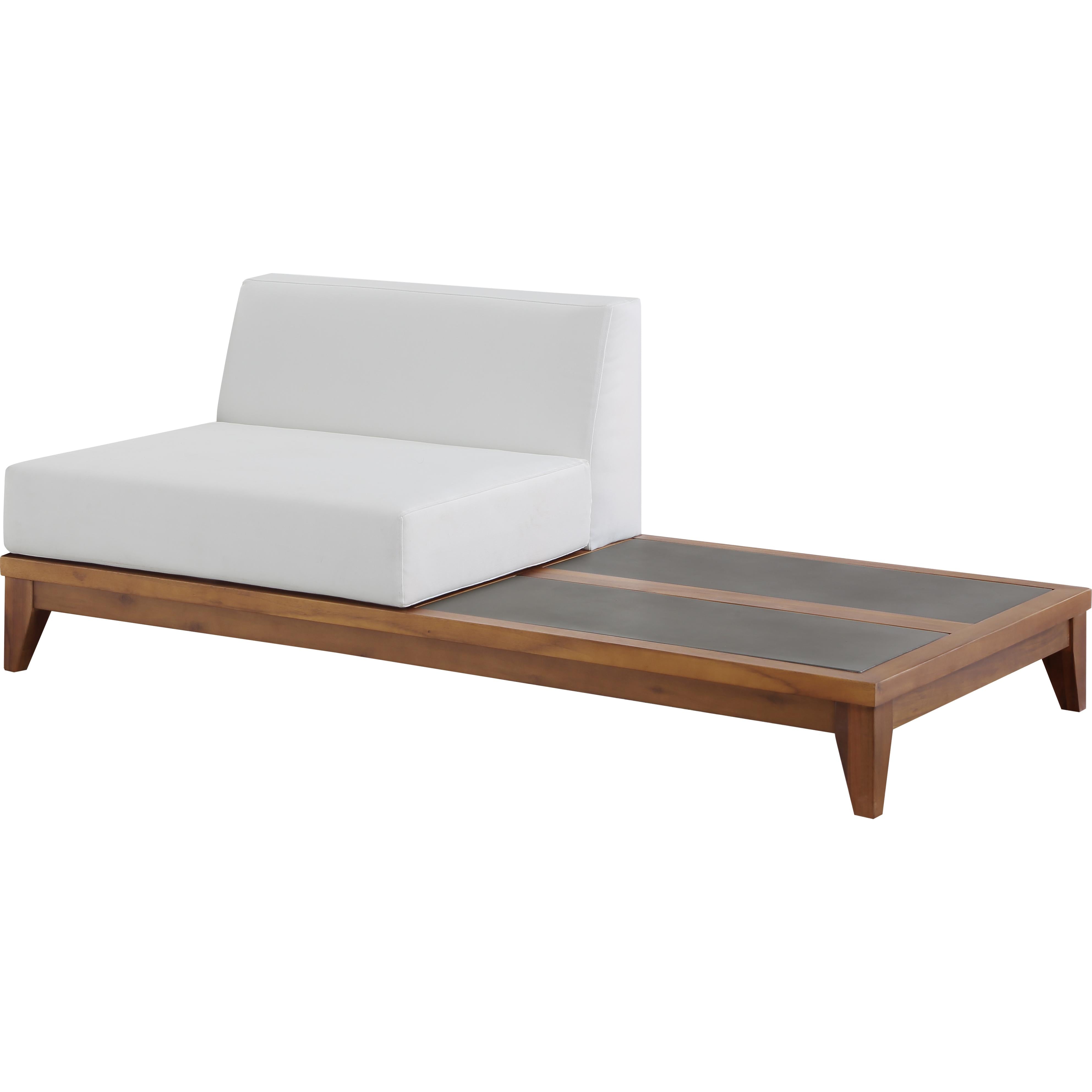 Meridian Rio Off White Water Resistant Fabric Outdoor Patio Modular Chair w/ Integrated Table