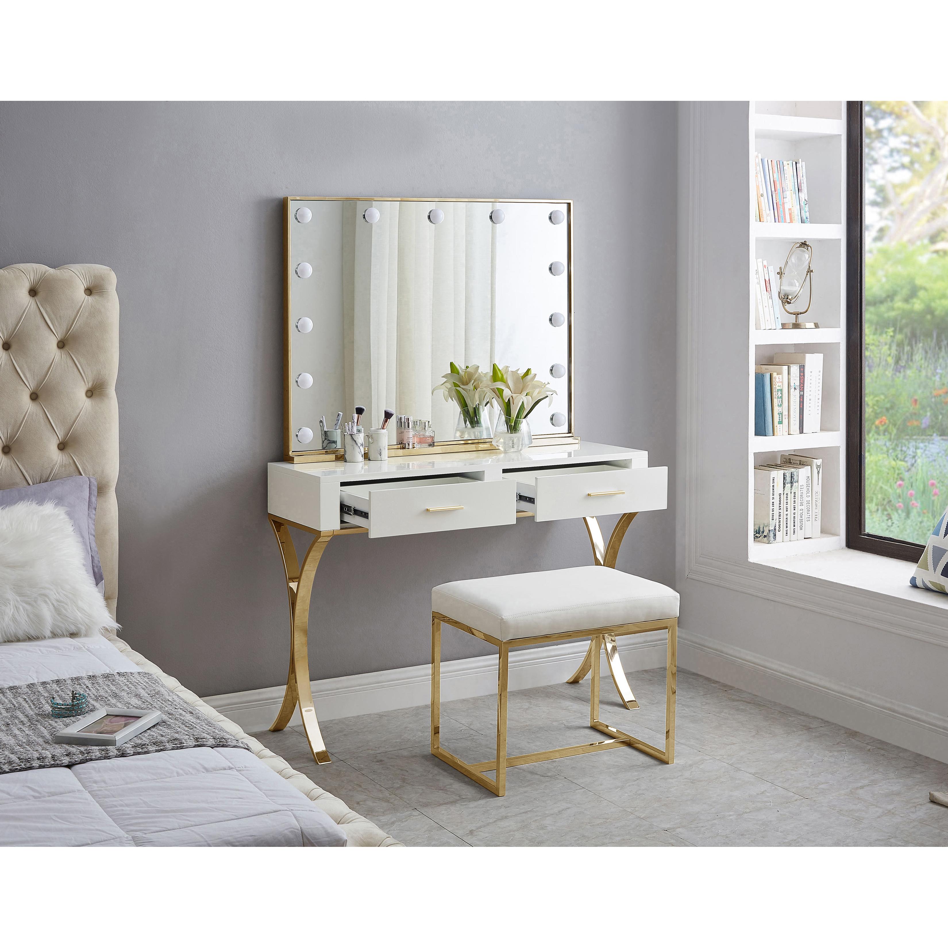 Meridian Monroe Gold Vanity / Desk / Console