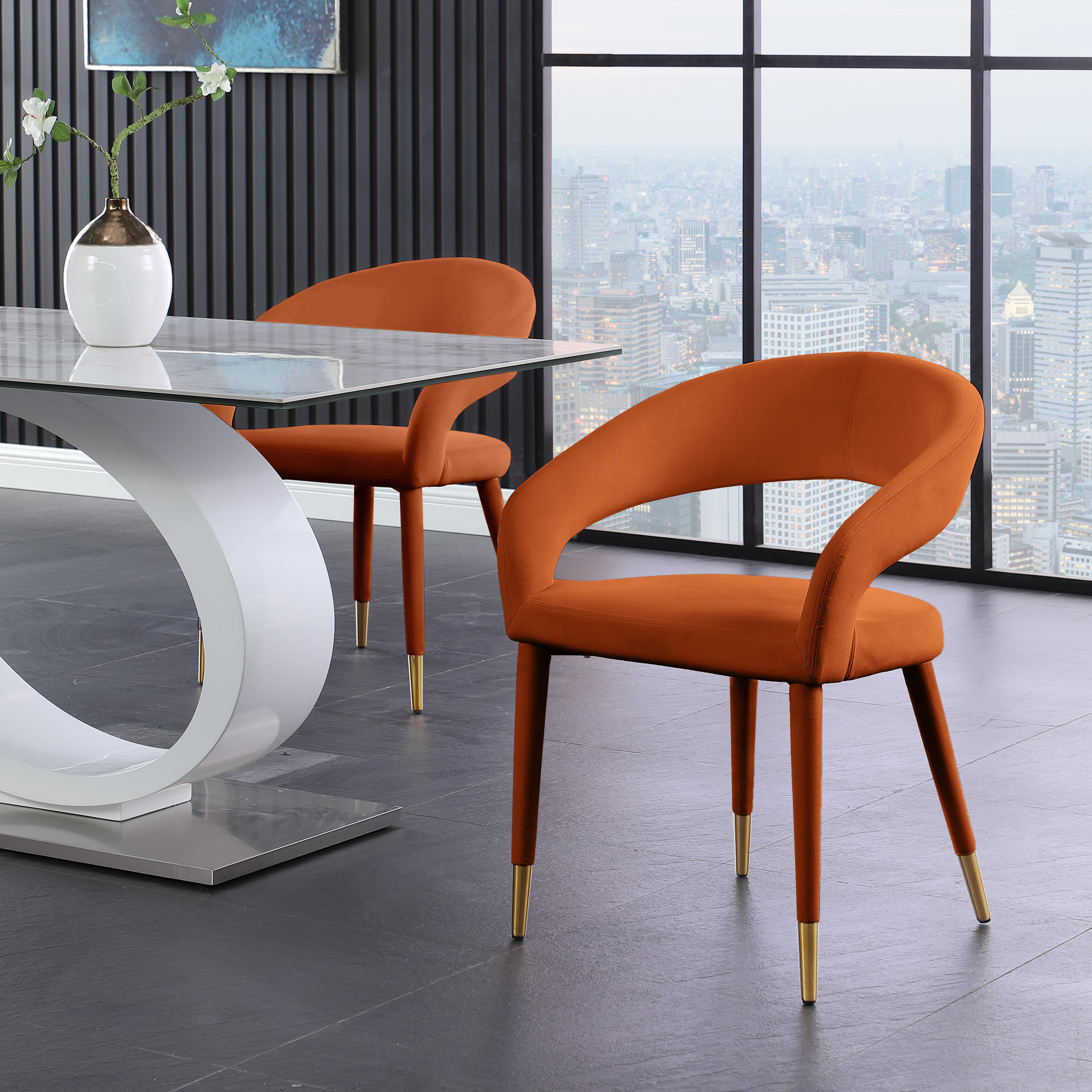 Meridian Destiny Cognac Velvet Dining Chair