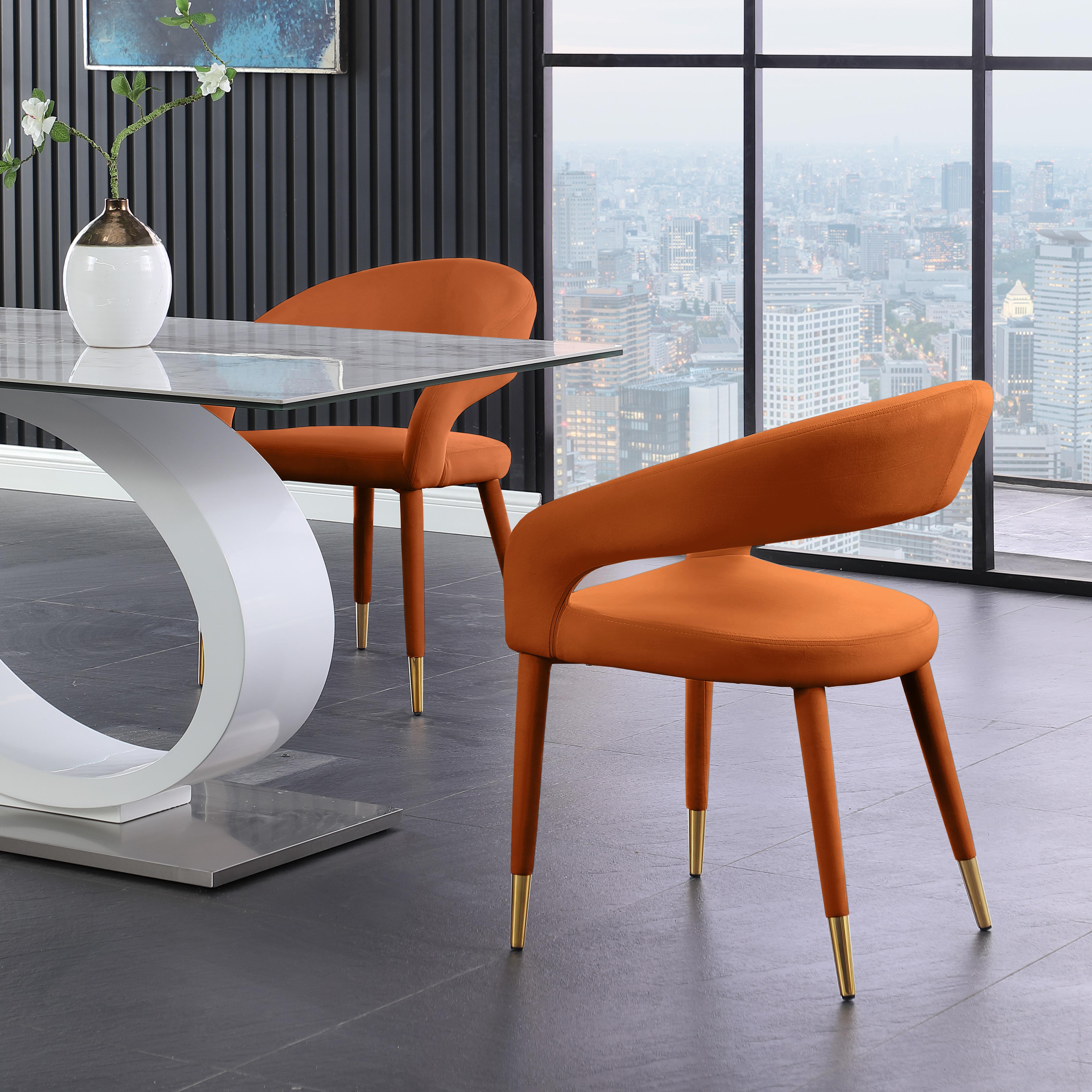 Meridian Destiny Cognac Velvet Dining Chair