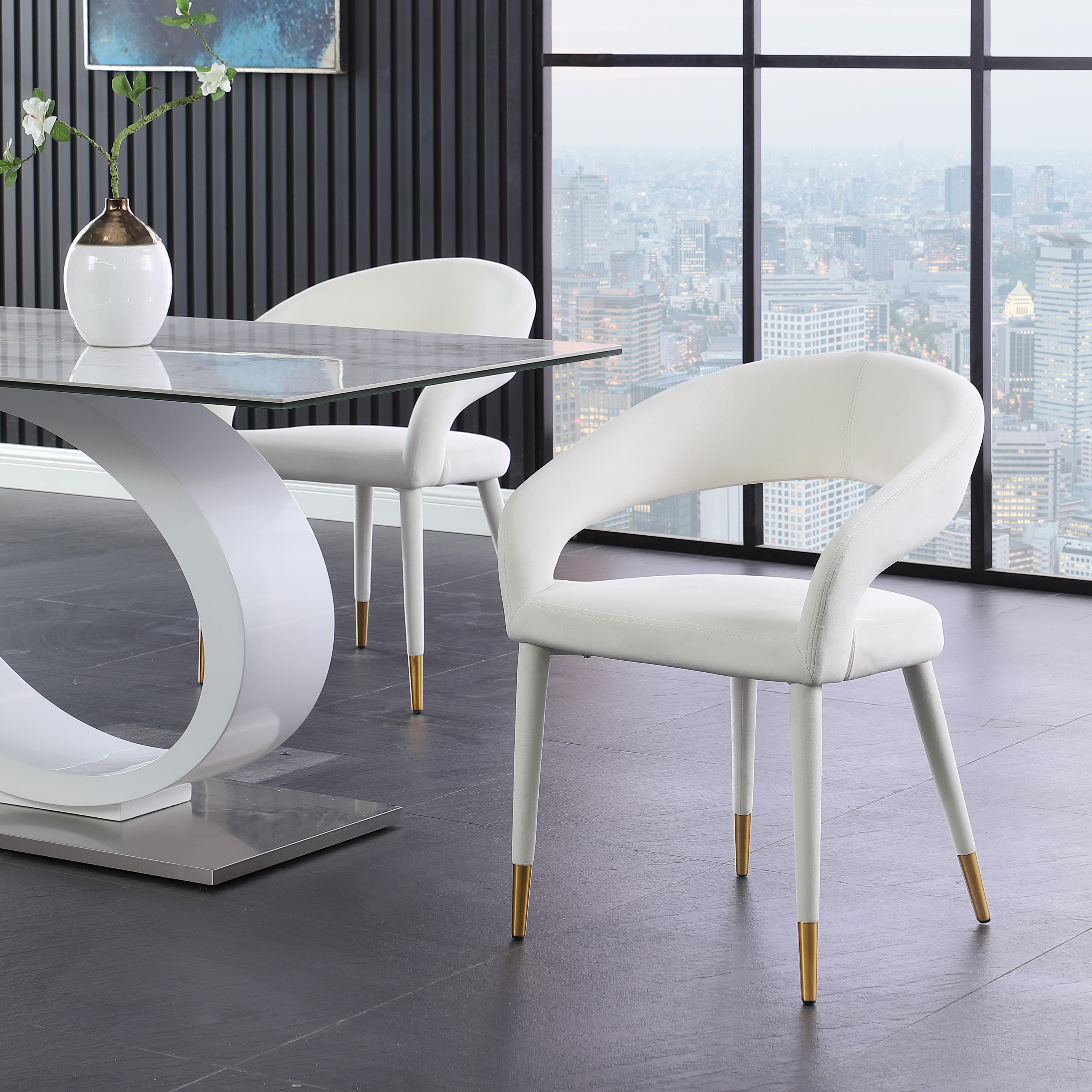 Meridian Destiny Cream Velvet Dining Chair