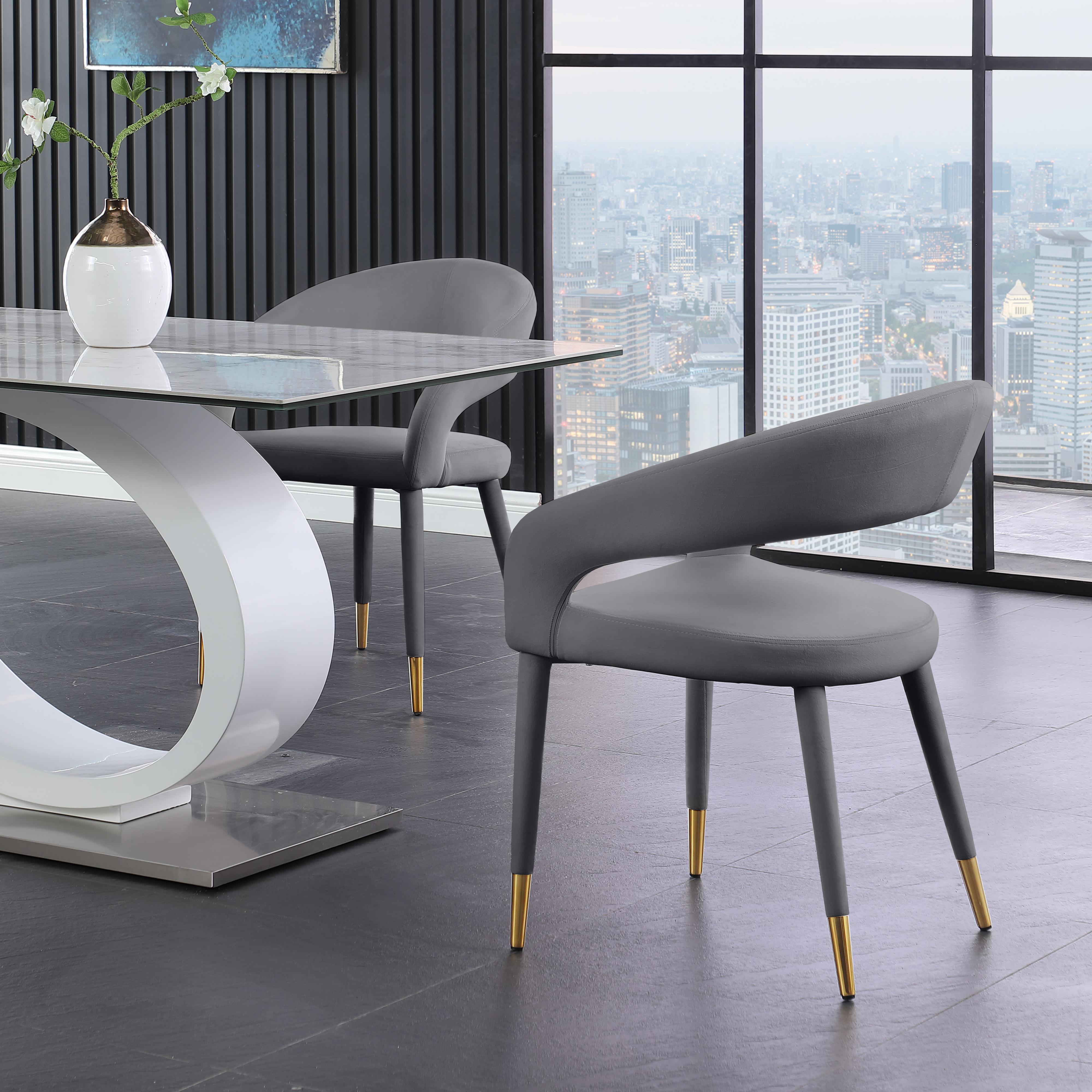 Meridian Destiny Grey Velvet Dining Chair