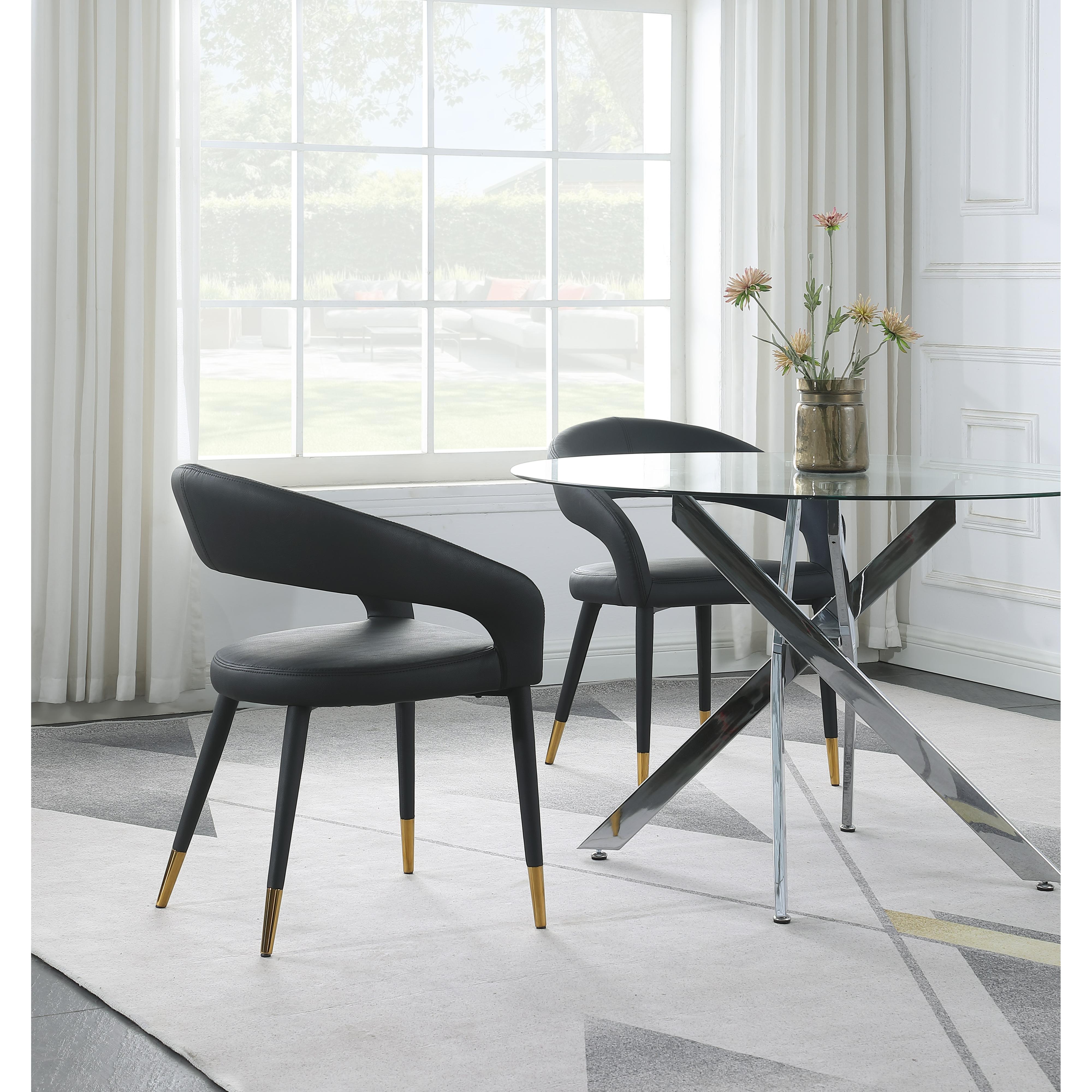 Meridian Destiny Black Vegan Leather Dining Chair