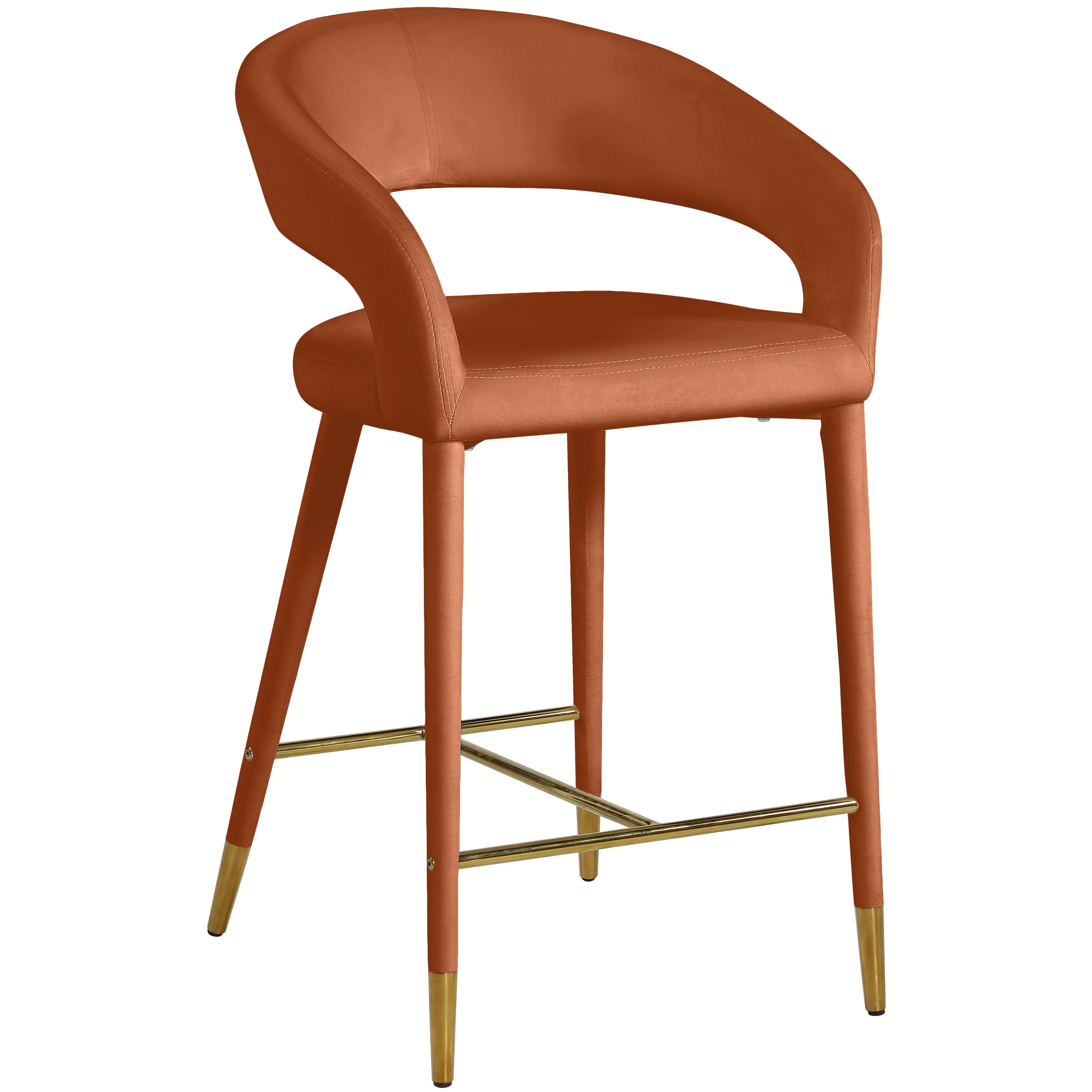Meridian Destiny Cognac Velvet Stool