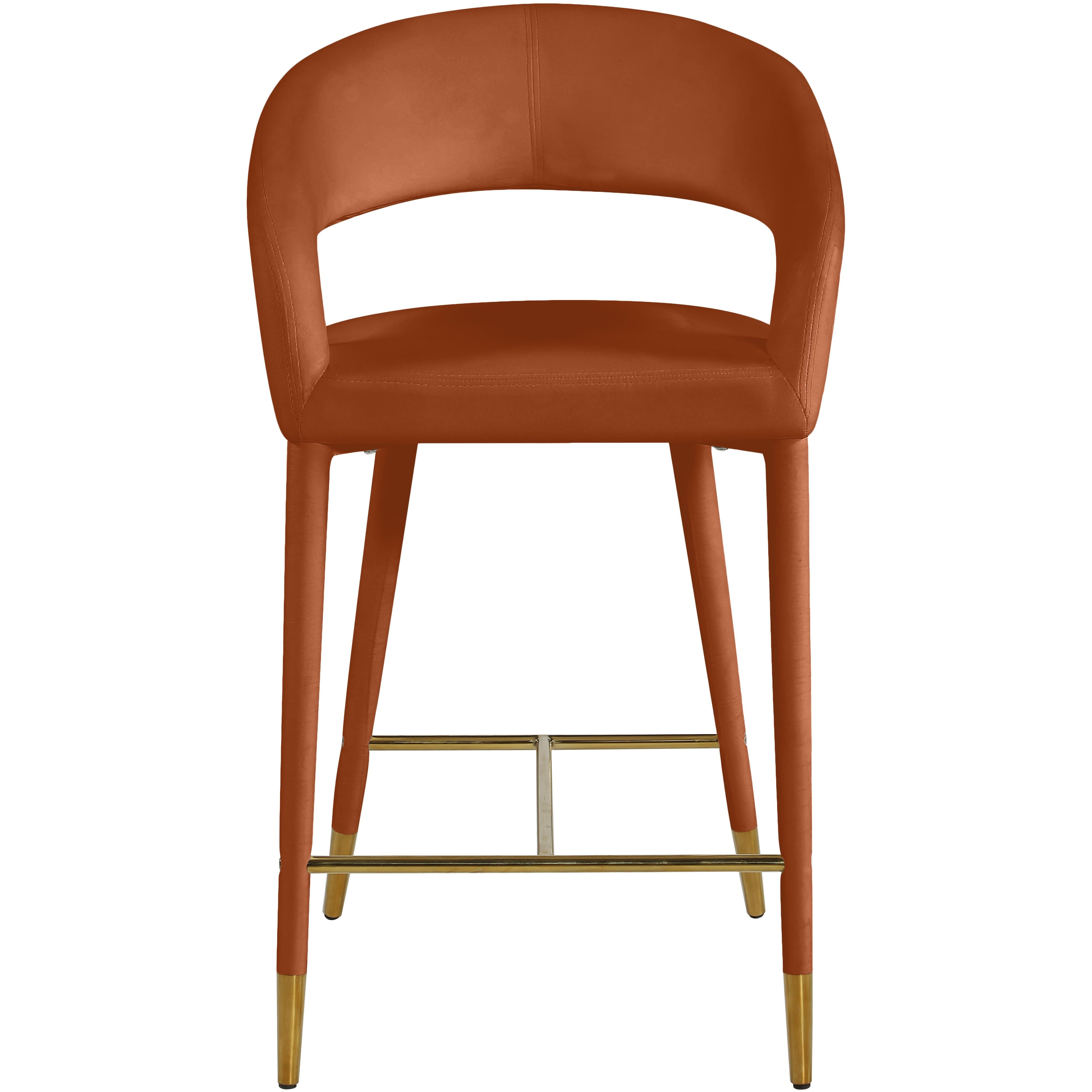 Meridian Destiny Cognac Velvet Stool