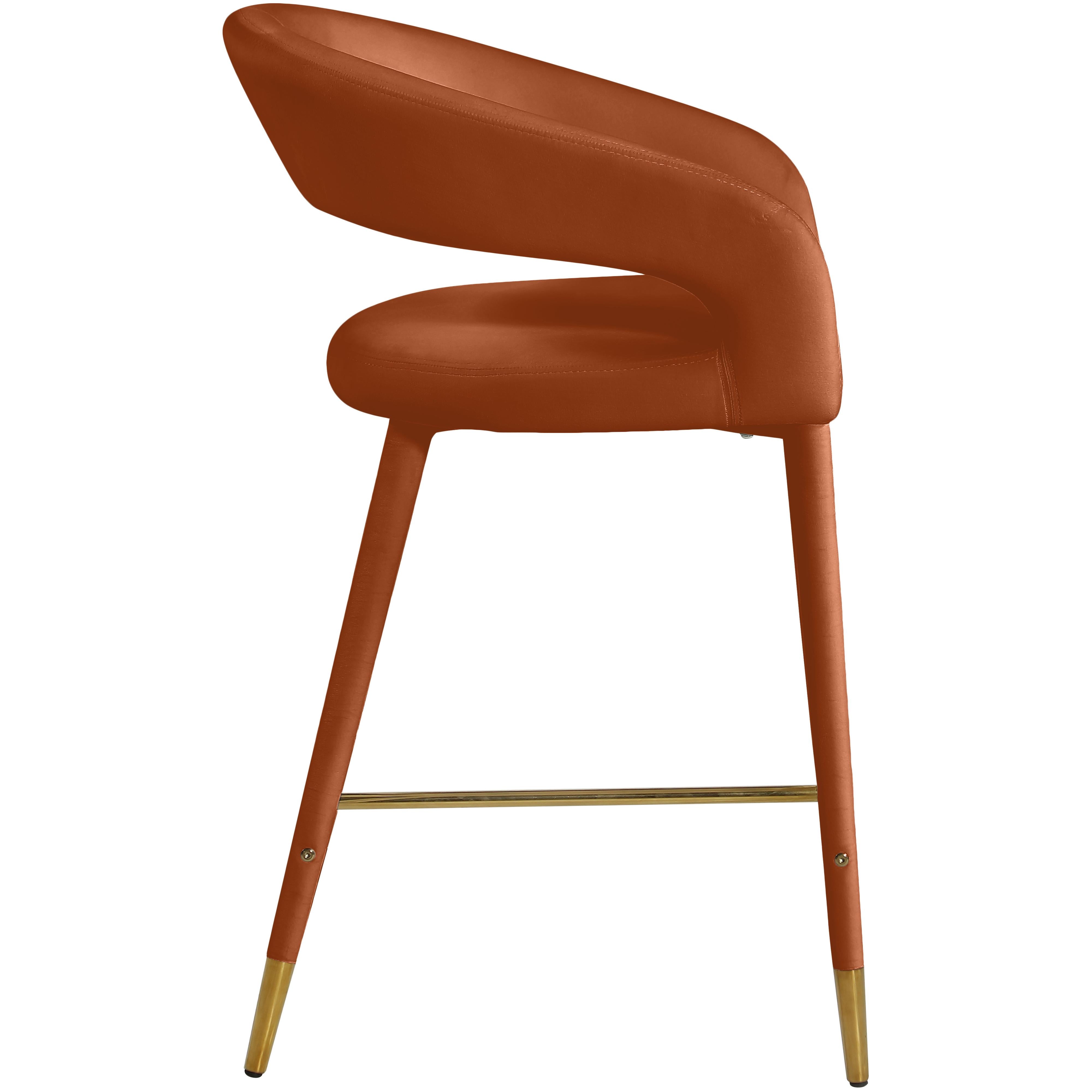 Meridian Destiny Cognac Velvet Stool