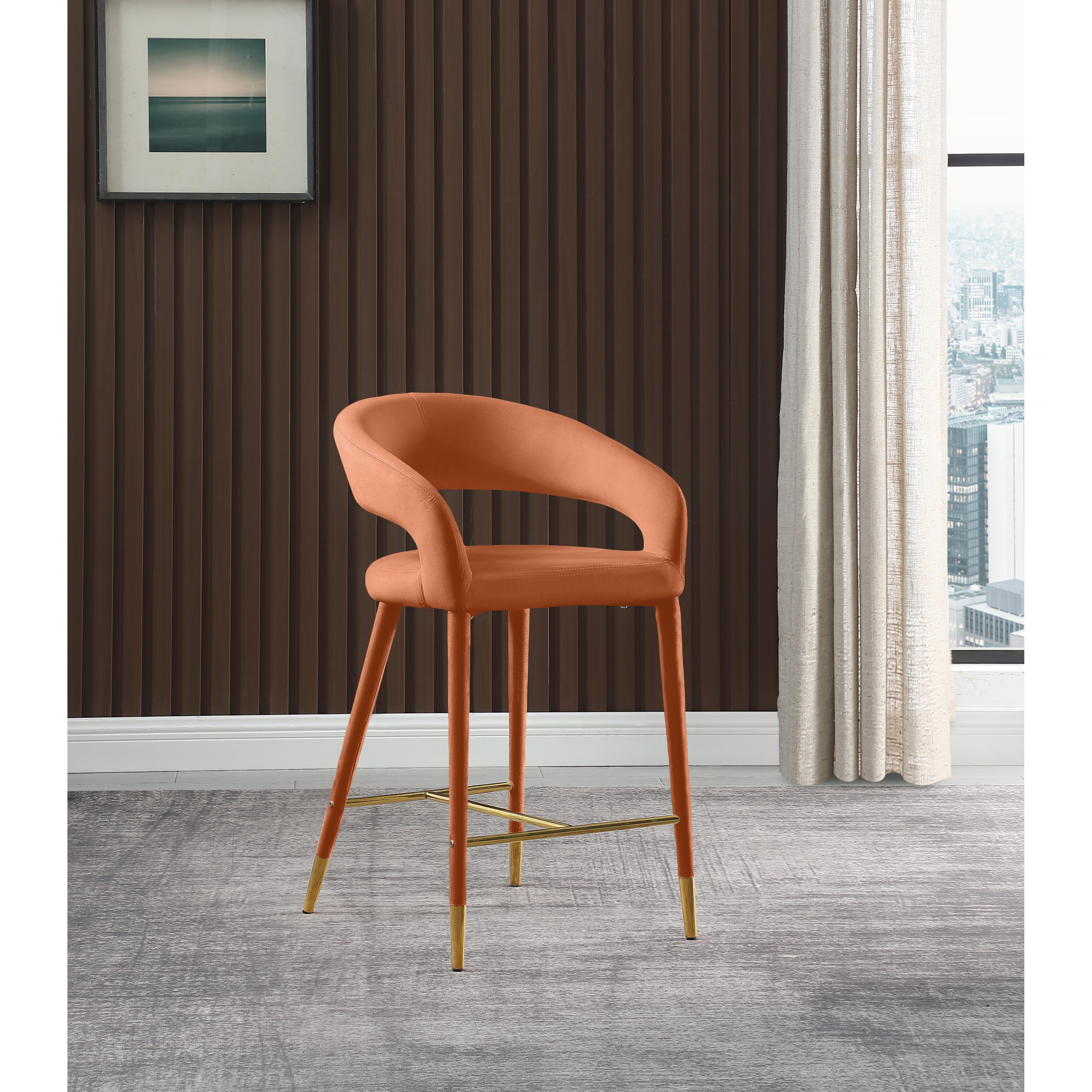 Meridian Destiny Cognac Velvet Stool