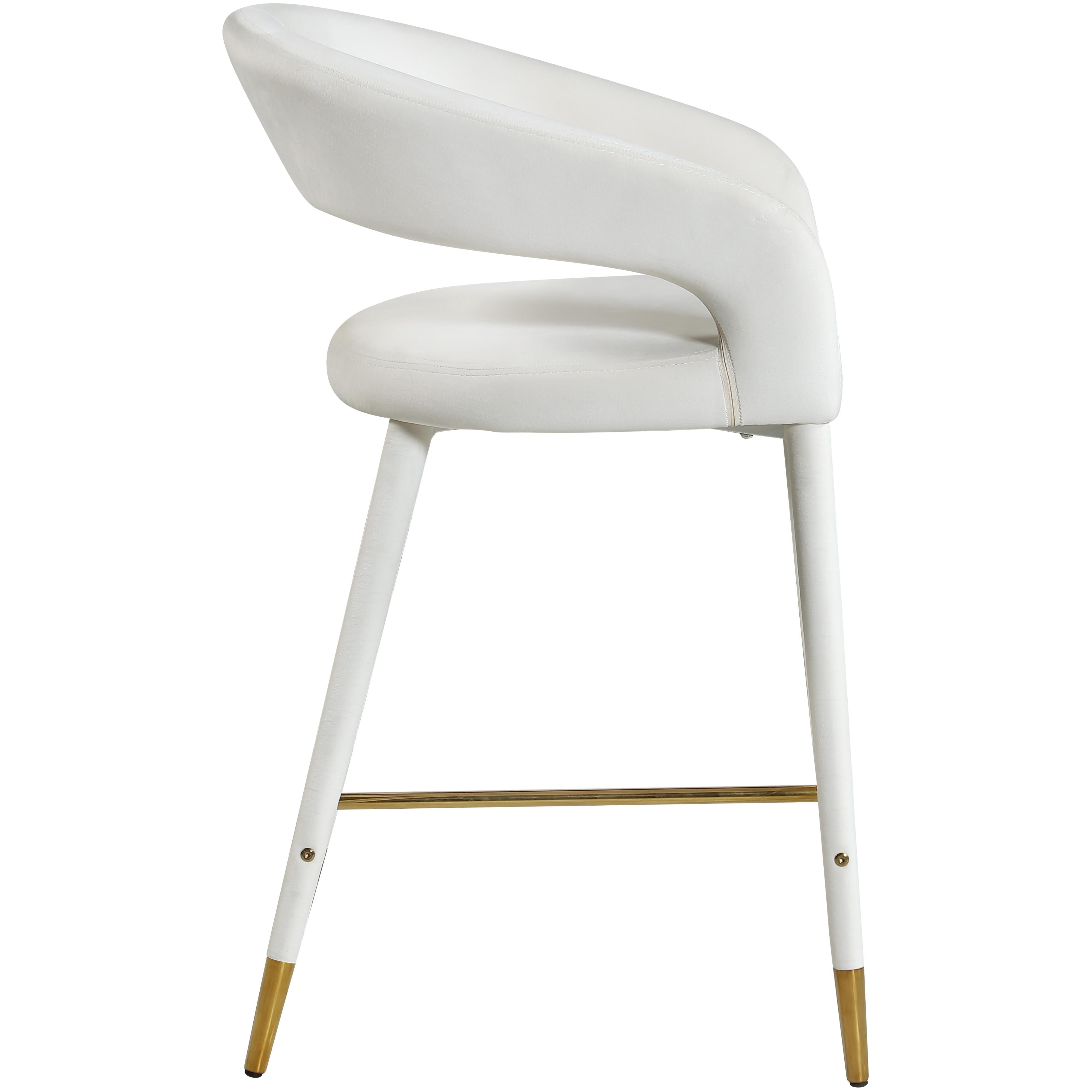 Meridian Destiny Cream Velvet Stool