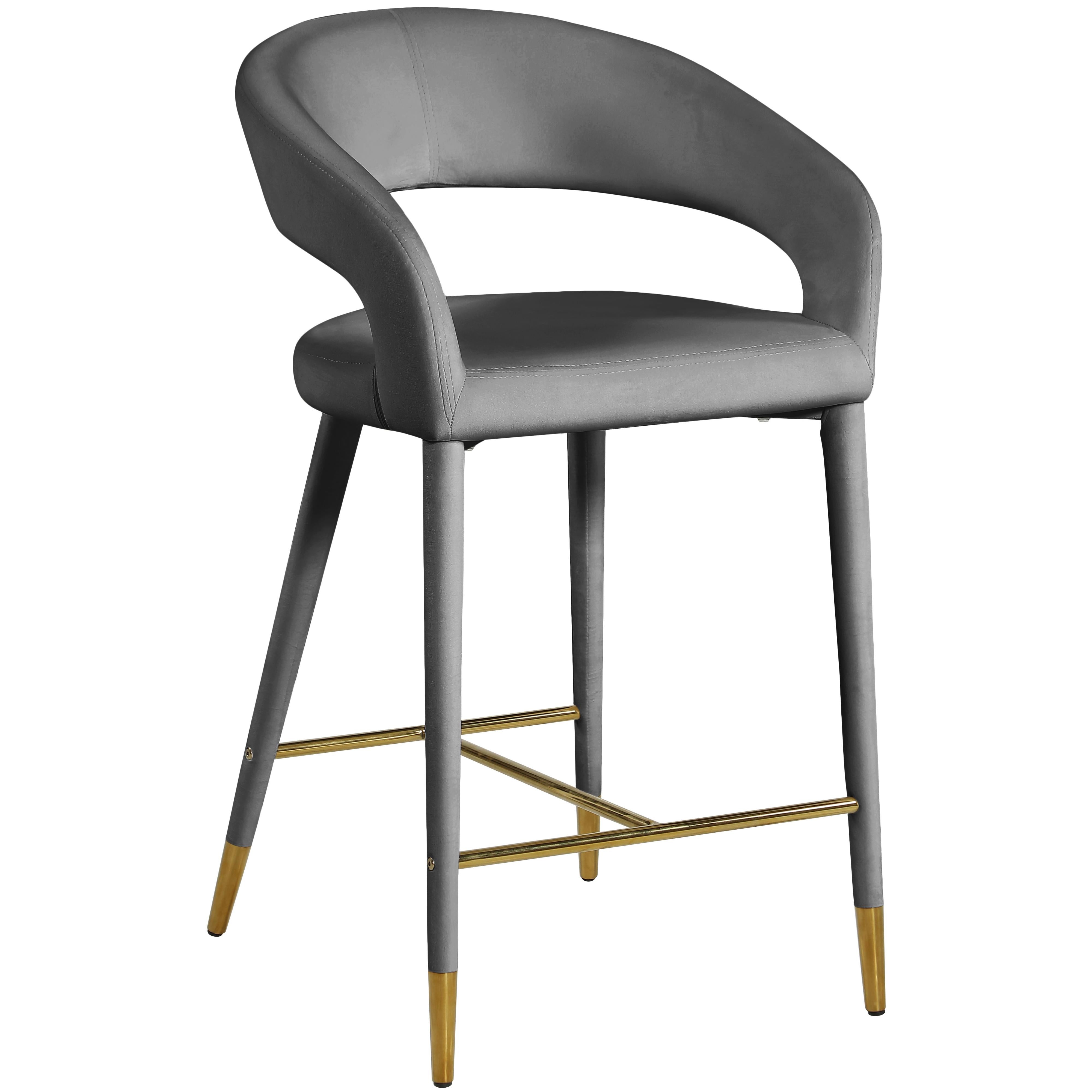 Meridian Destiny Grey Velvet Stool