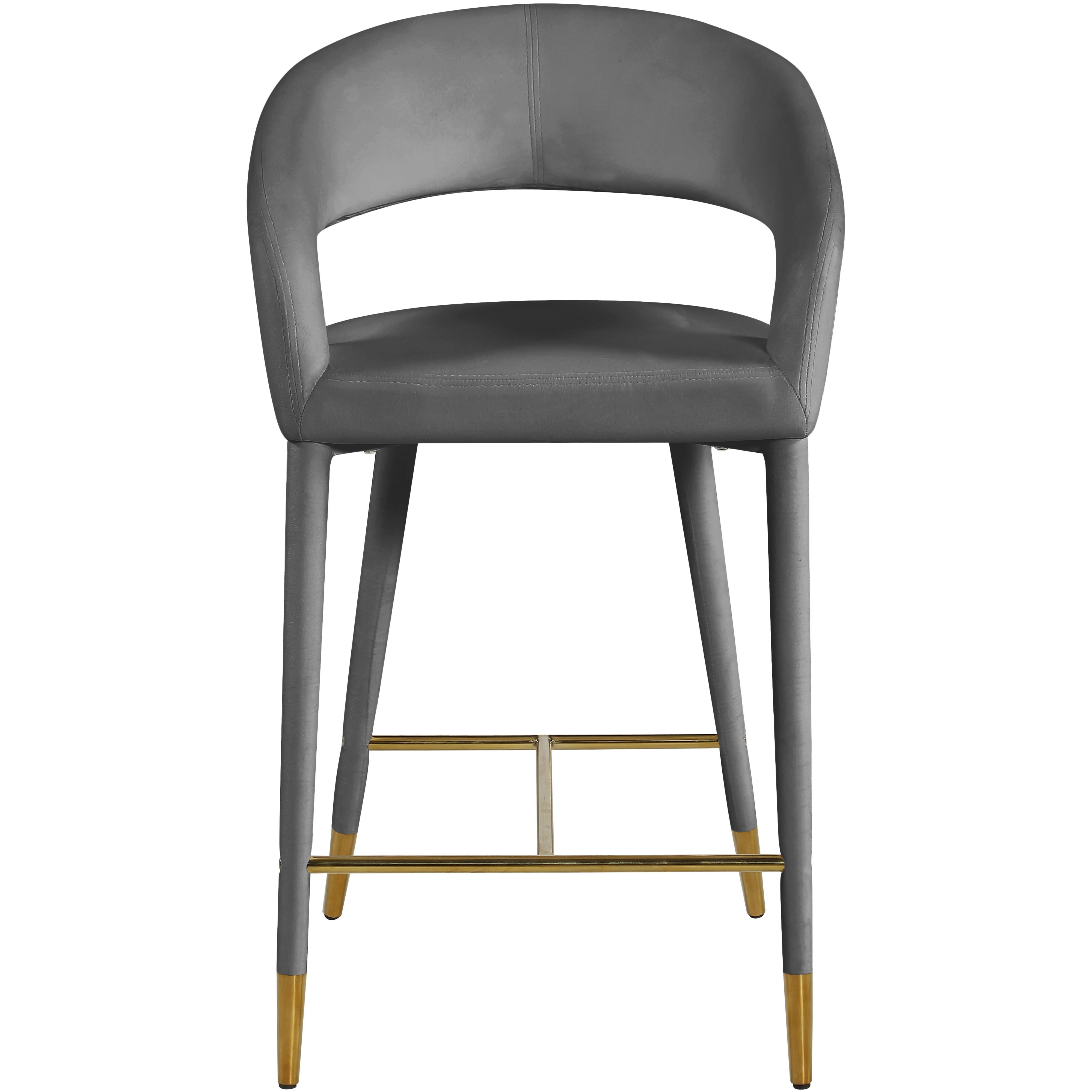 Meridian Destiny Grey Velvet Stool