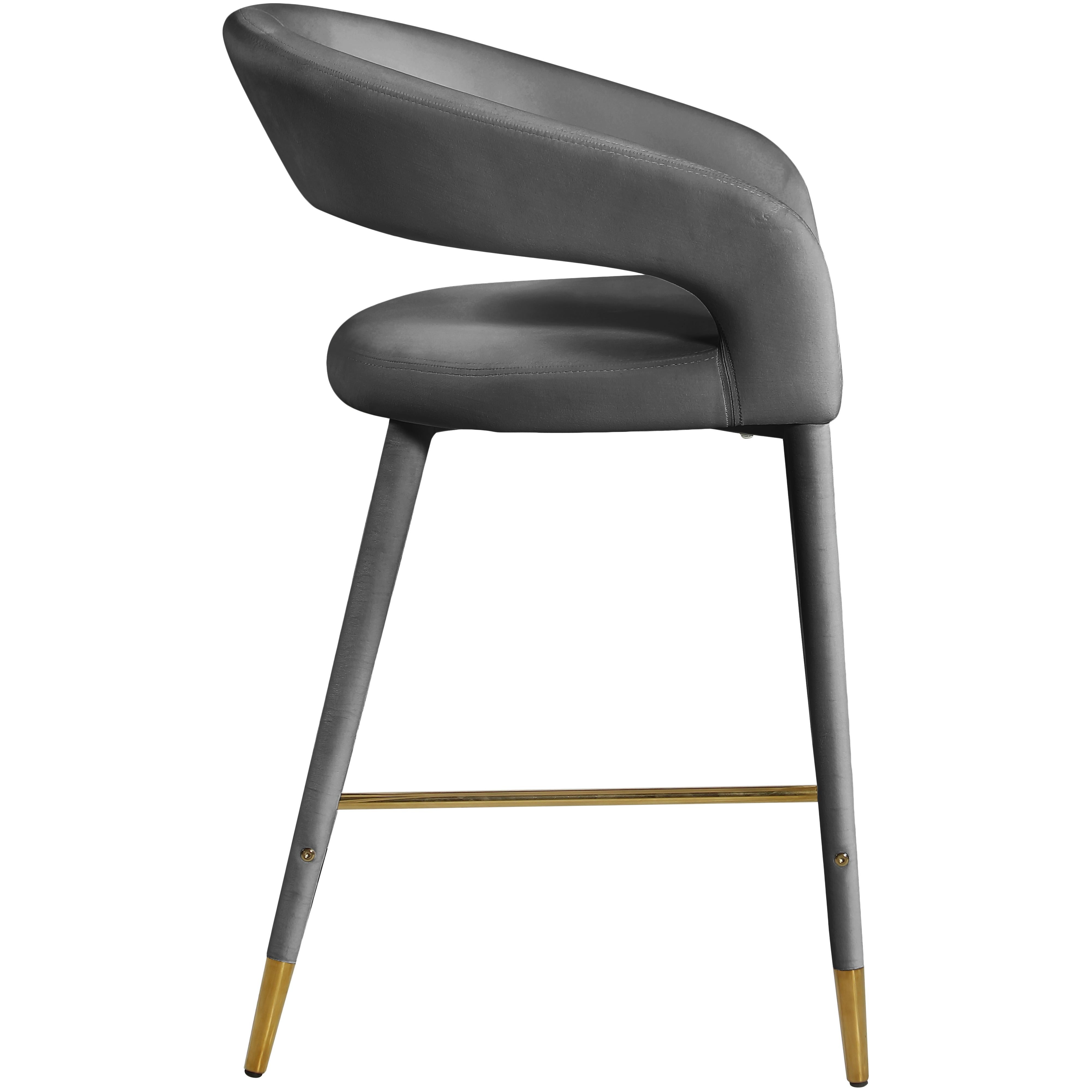 Meridian Destiny Grey Velvet Stool