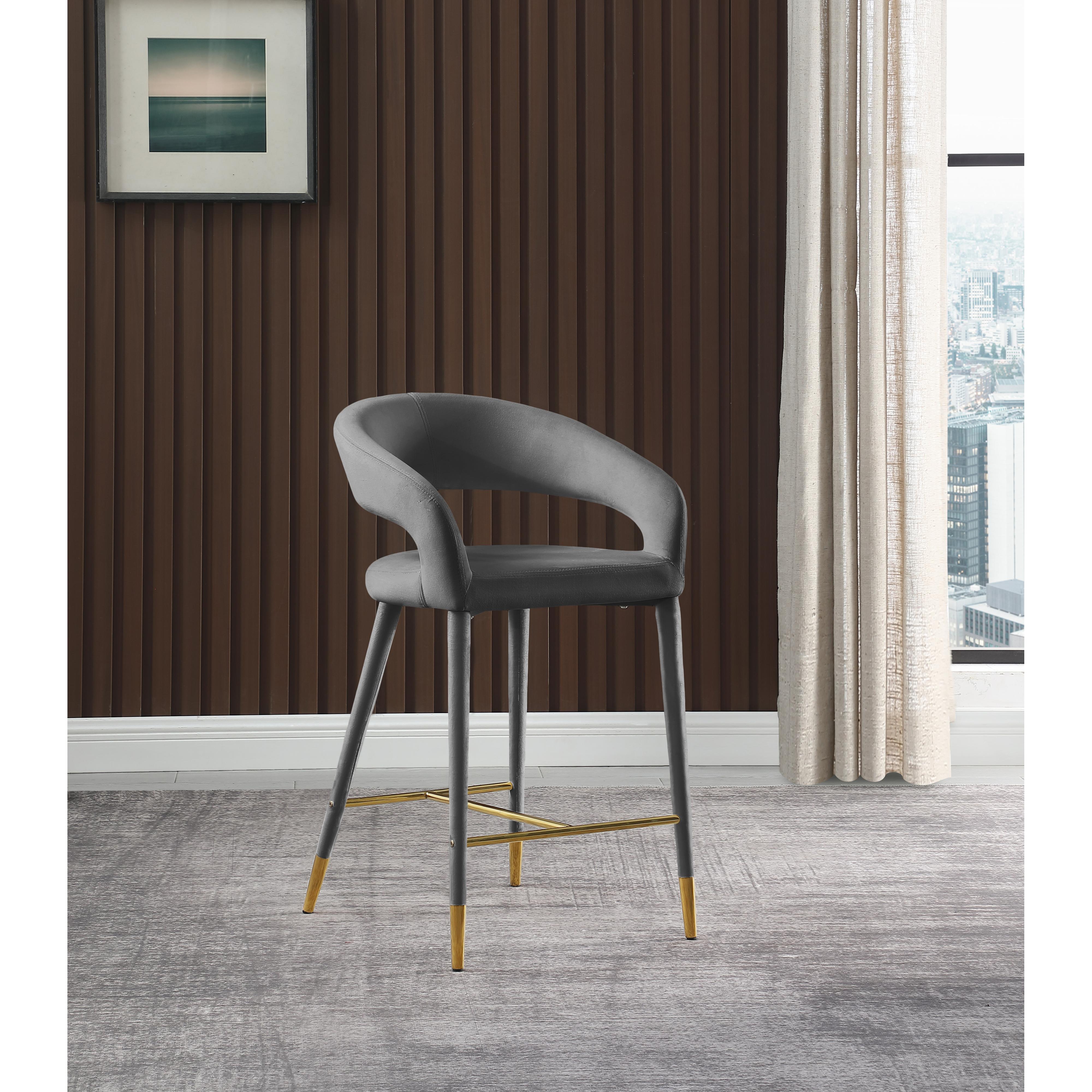Meridian Destiny Grey Velvet Stool