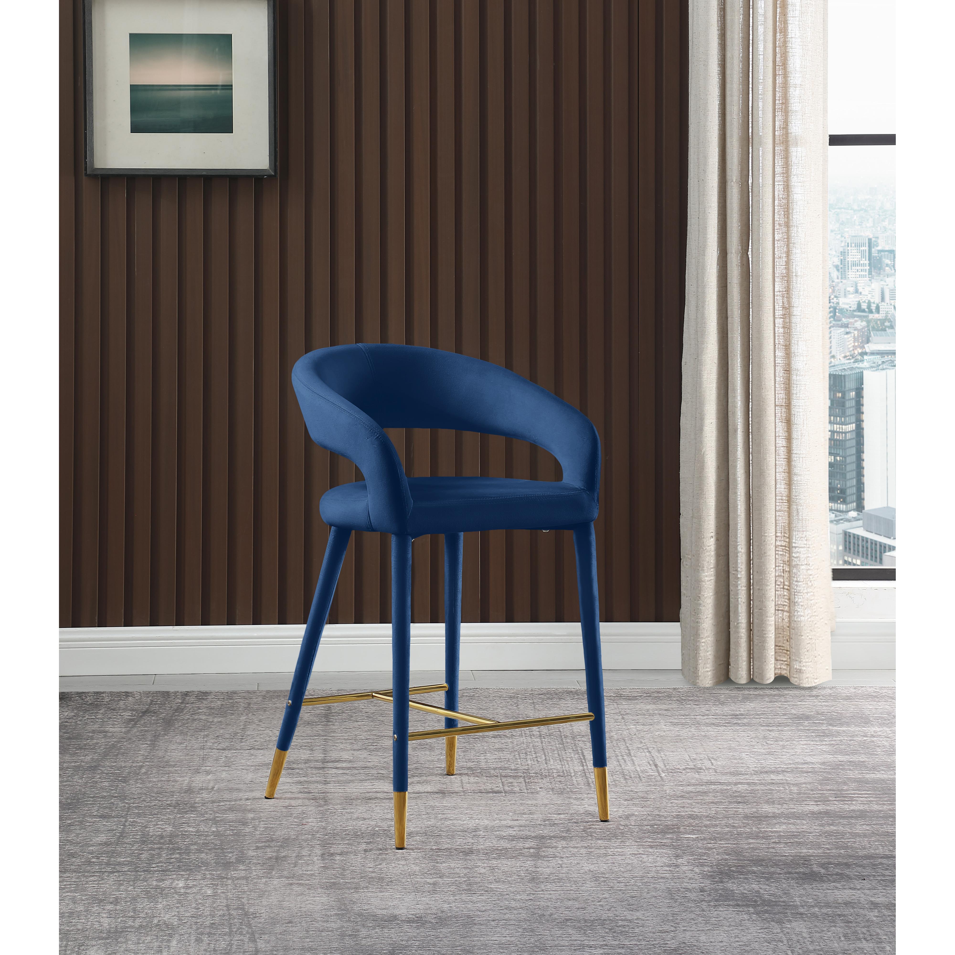 Meridian Destiny Navy Velvet Stool
