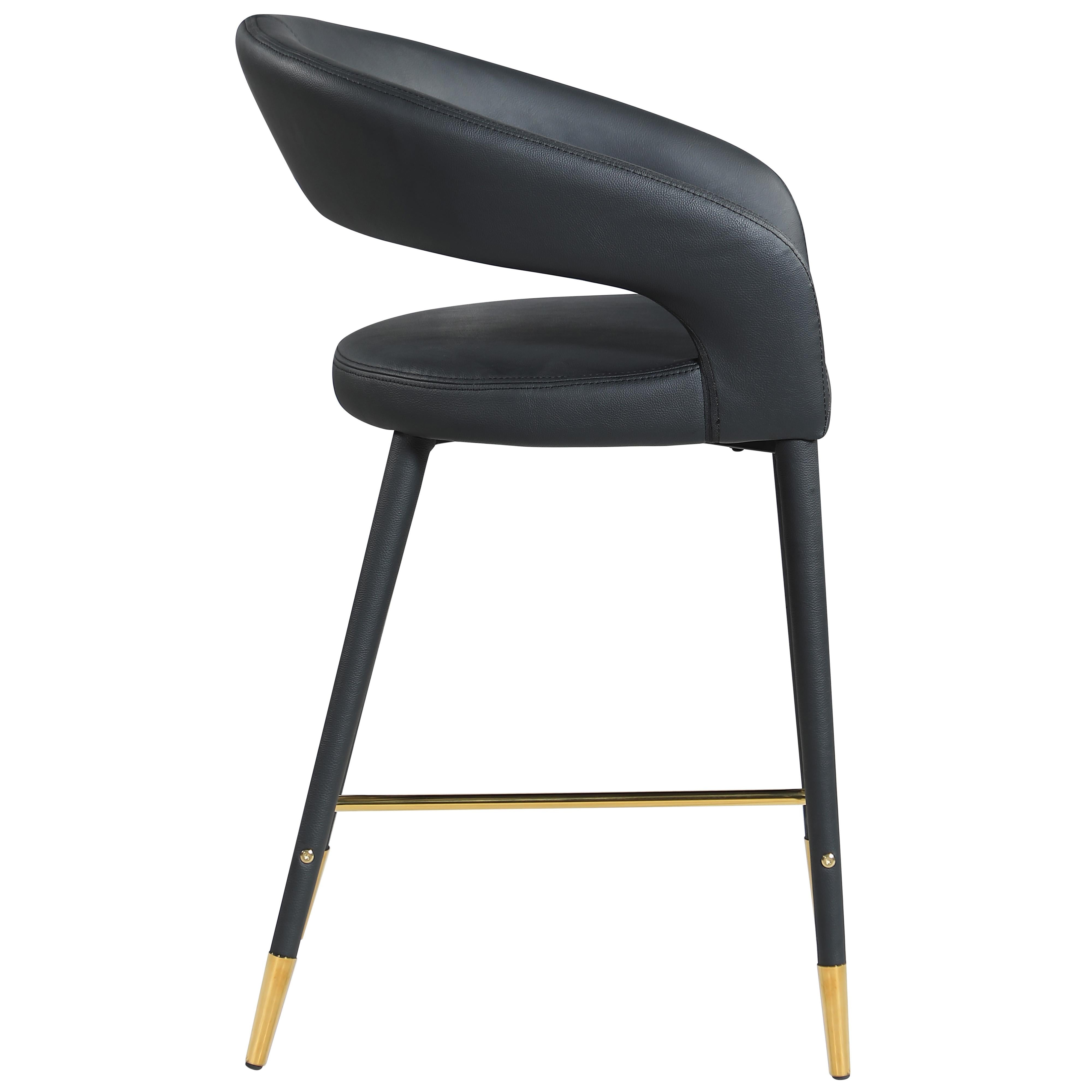 Meridian Destiny Black Vegan Leather Stool