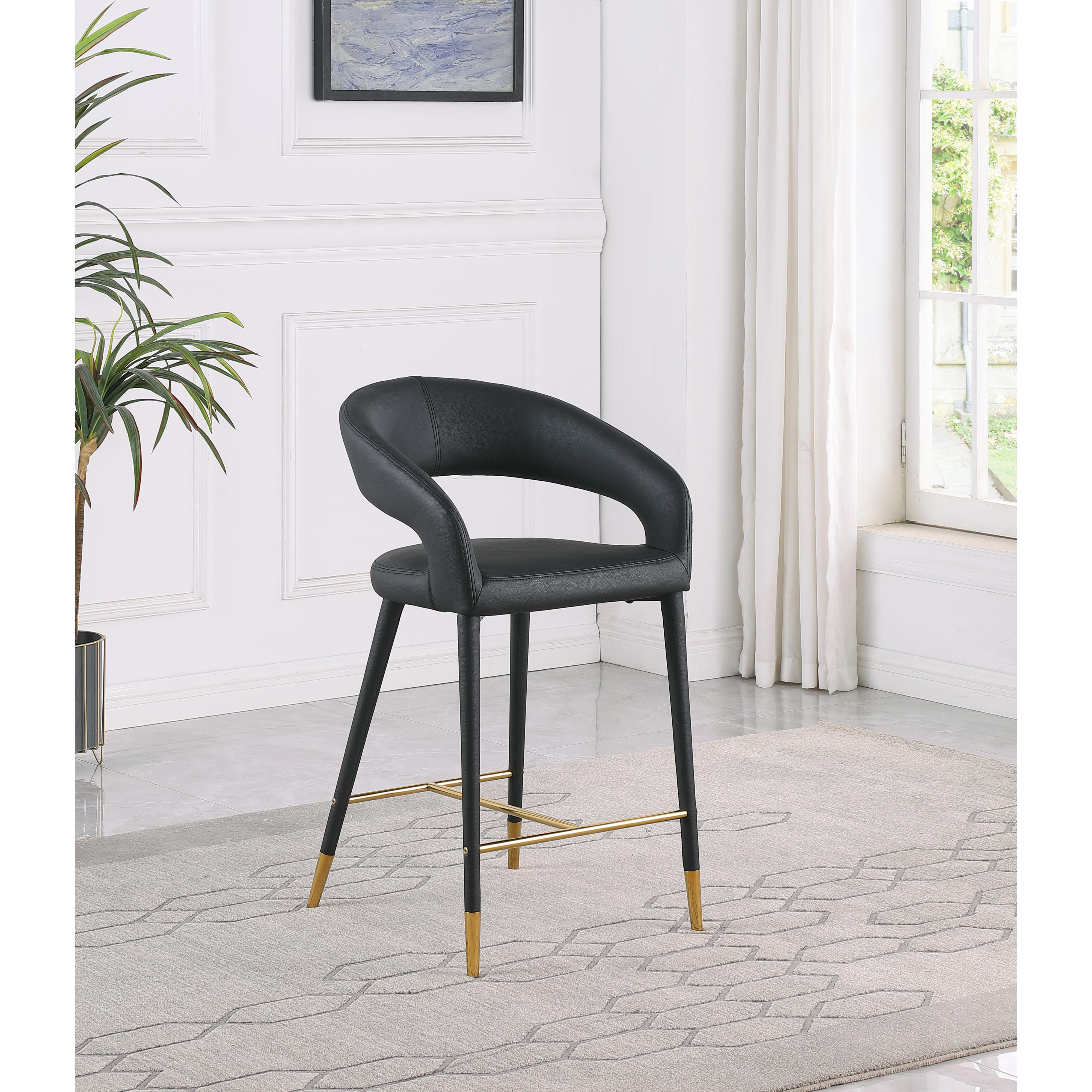 Meridian Destiny Black Vegan Leather Stool