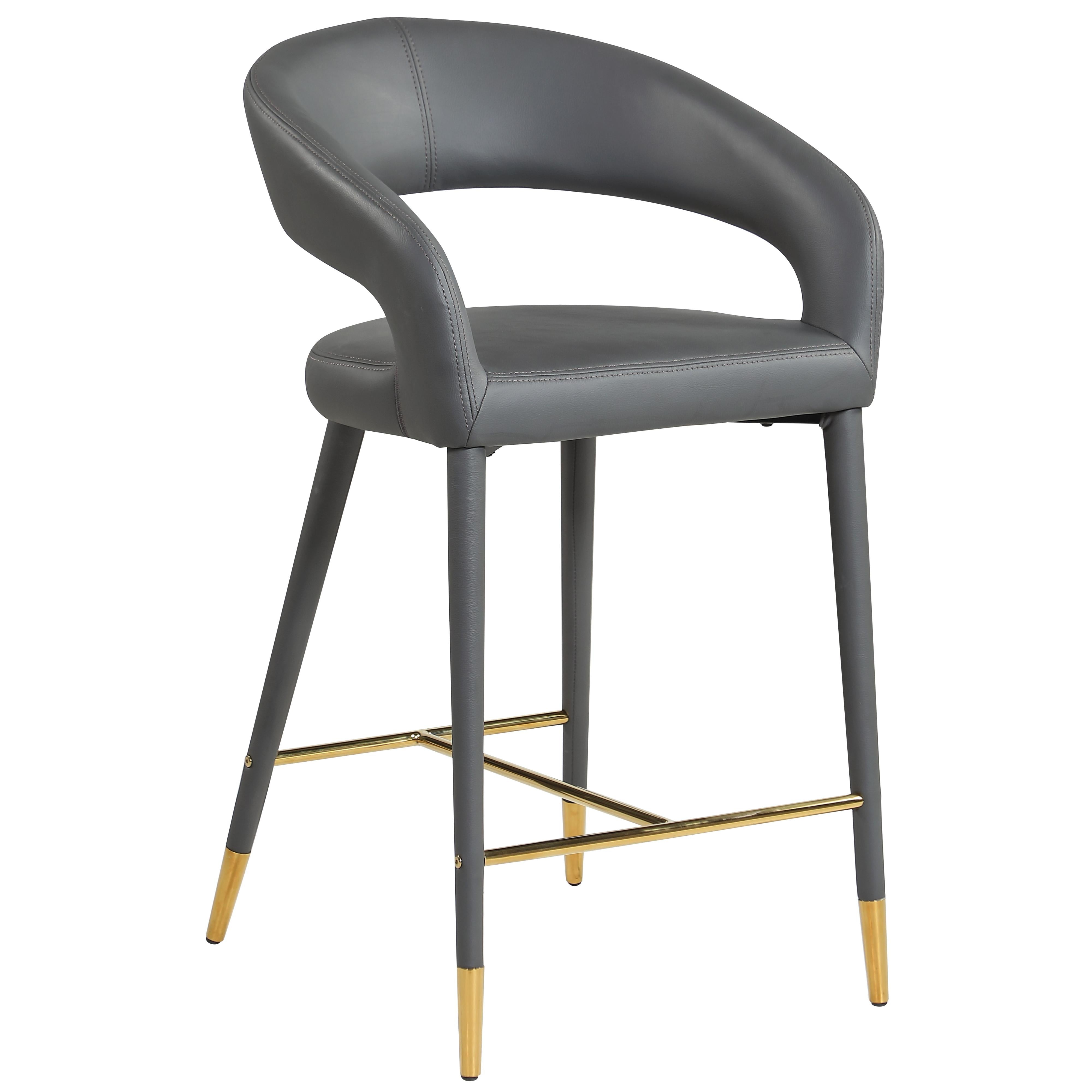 Meridian Destiny Grey Vegan Leather Stool