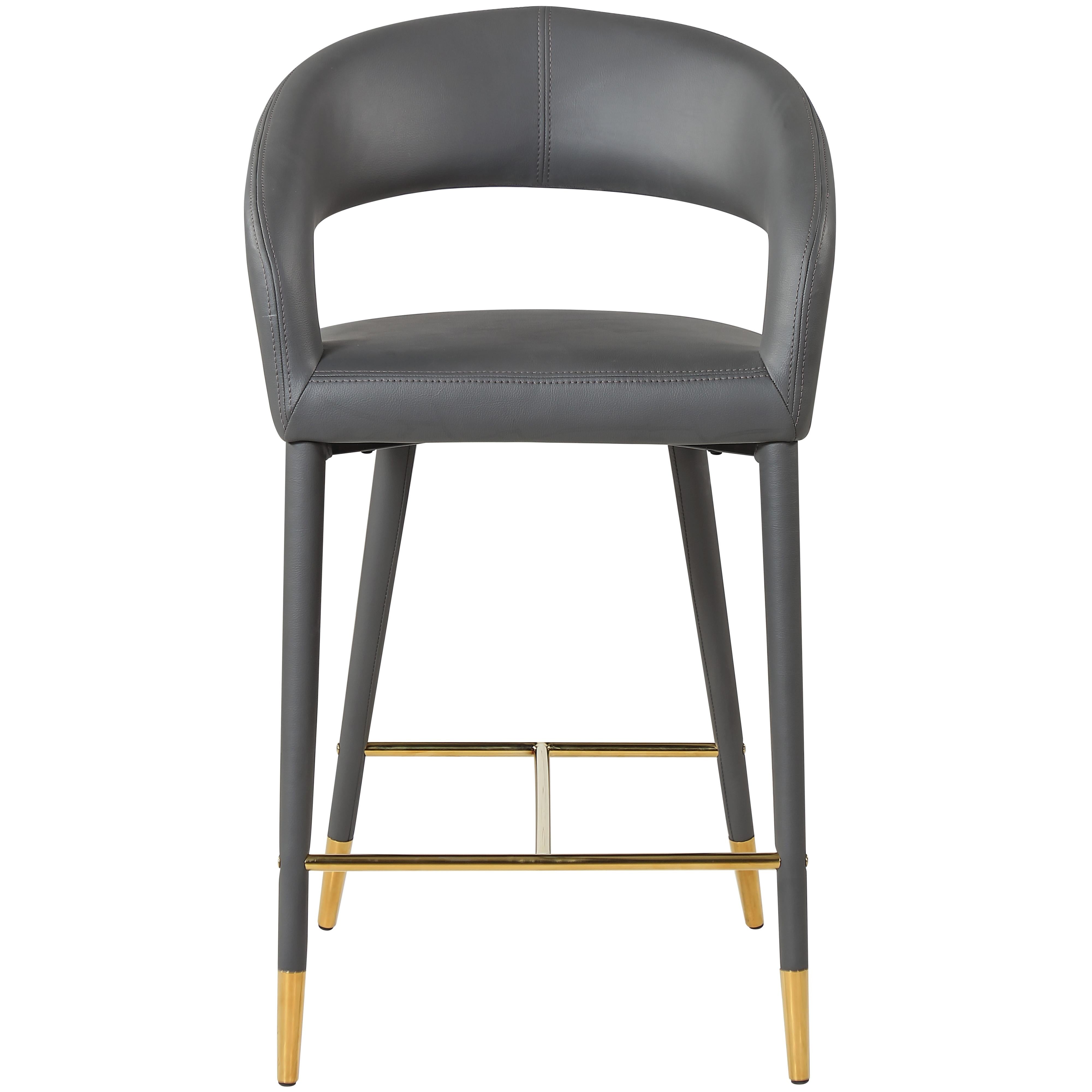 Meridian Destiny Grey Vegan Leather Stool