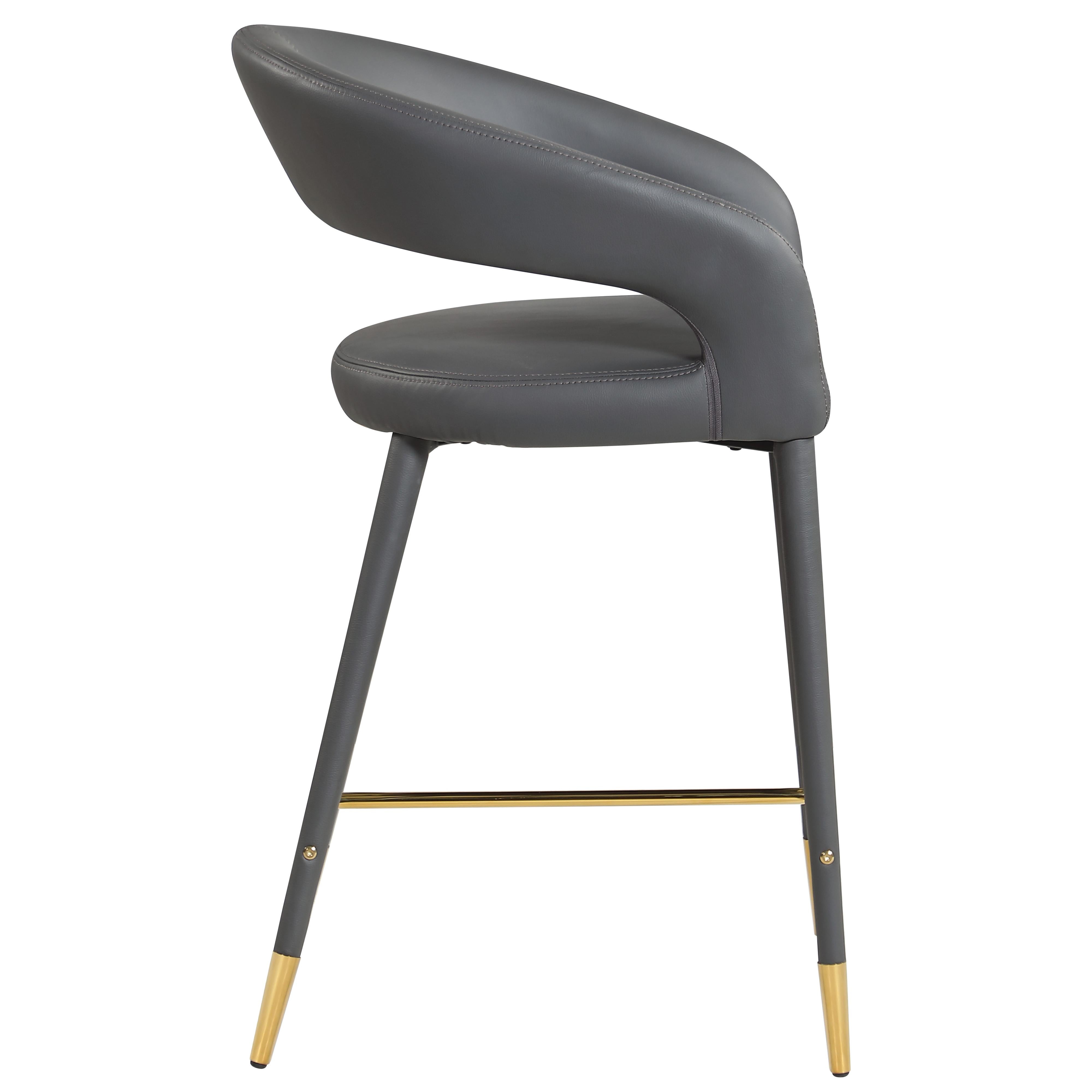 Meridian Destiny Grey Vegan Leather Stool