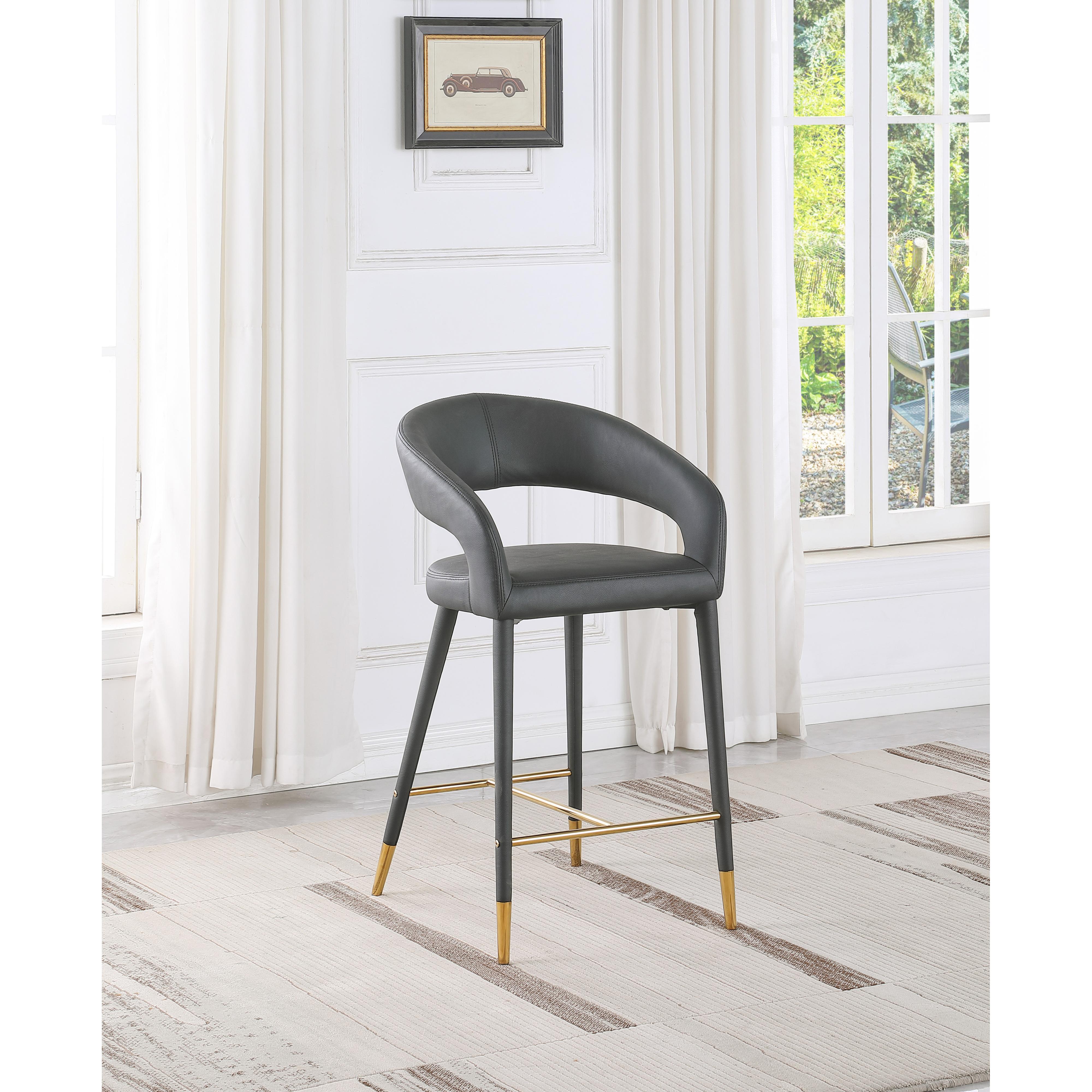 Meridian Destiny Grey Vegan Leather Stool